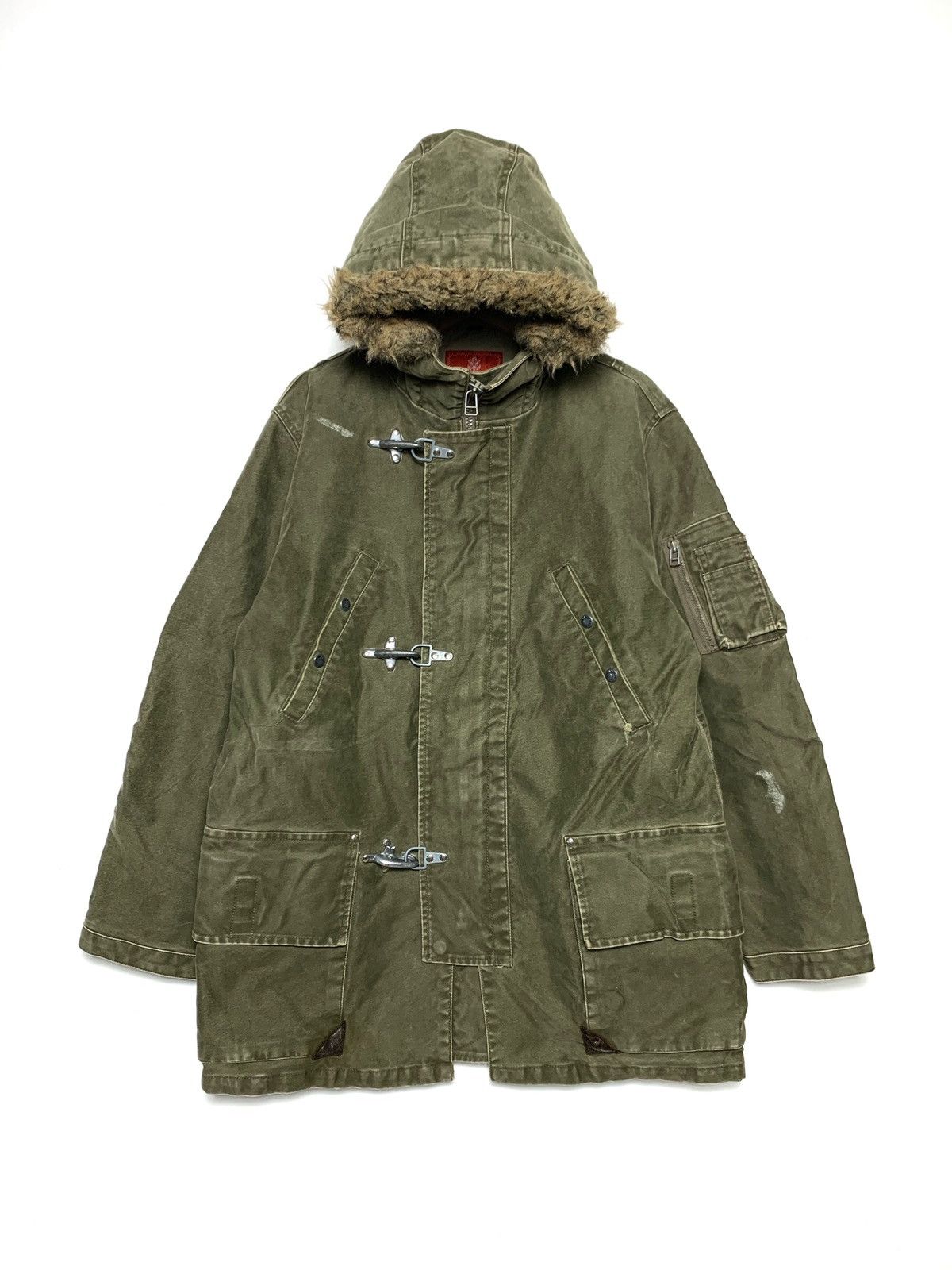 image of Vintage Avirex Military Parkas Fur Jacket in Army Green, Men's (Size Large)