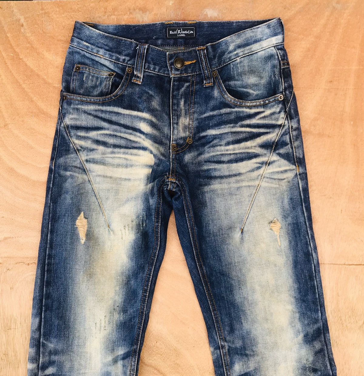 Japanese Brand Black(R)evolution numbernine style distressed herringbone Size US 29 - 6 Thumbnail