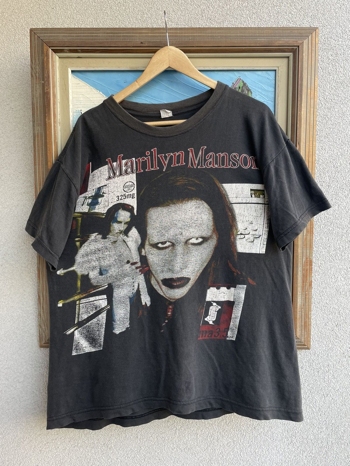 Pre-owned Band Tees X Marilyn Manson Vintage 90's Washed Black Band Rock Tee