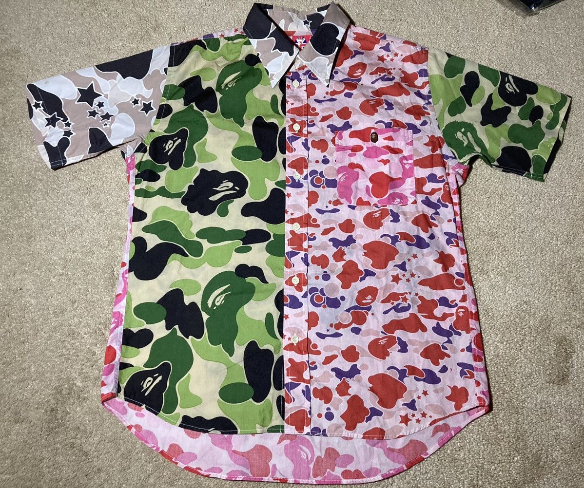 Bape 2002 Bape Multi Camo Psyche Button Up Patchwork Vintage 90s Size US M / EU 48-50 / 2 - 2 Thumbnail