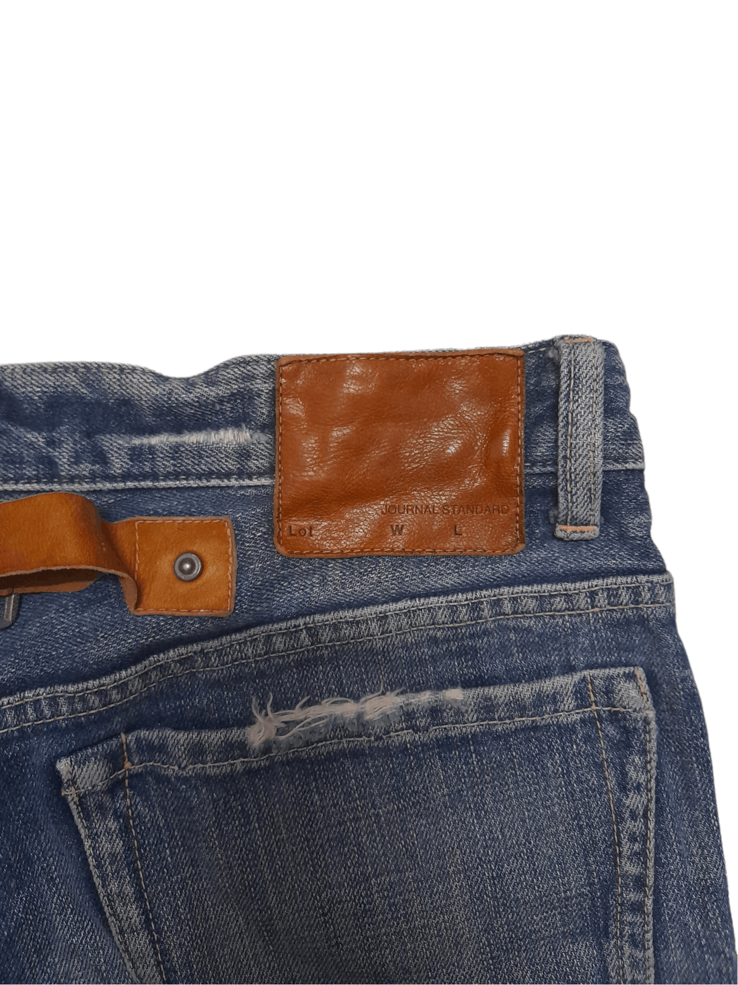 Journal Standard Journal Standard Japan Leather Distressed Denim (D957) w29 Size US 29 - 4 Thumbnail