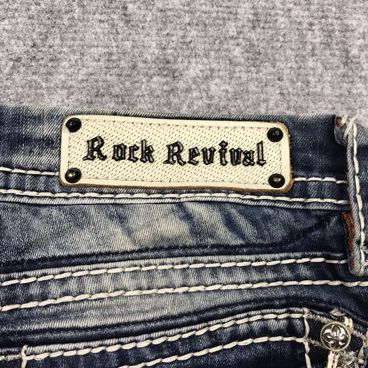 Rock Revival FLARED💥ROCK REVIVAL BLUE FADED DENIM PANTS Size 32" / US 10 / IT 46 - 14 Thumbnail