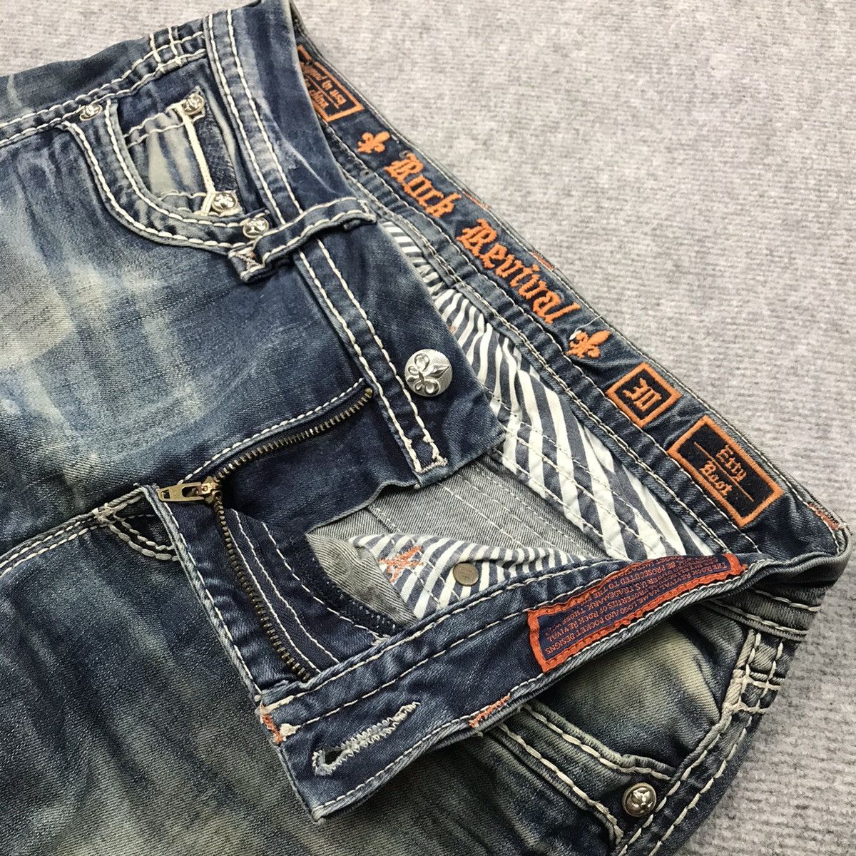 Rock Revival FLARED💥ROCK REVIVAL BLUE FADED DENIM PANTS Size 32" / US 10 / IT 46 - 17 Thumbnail