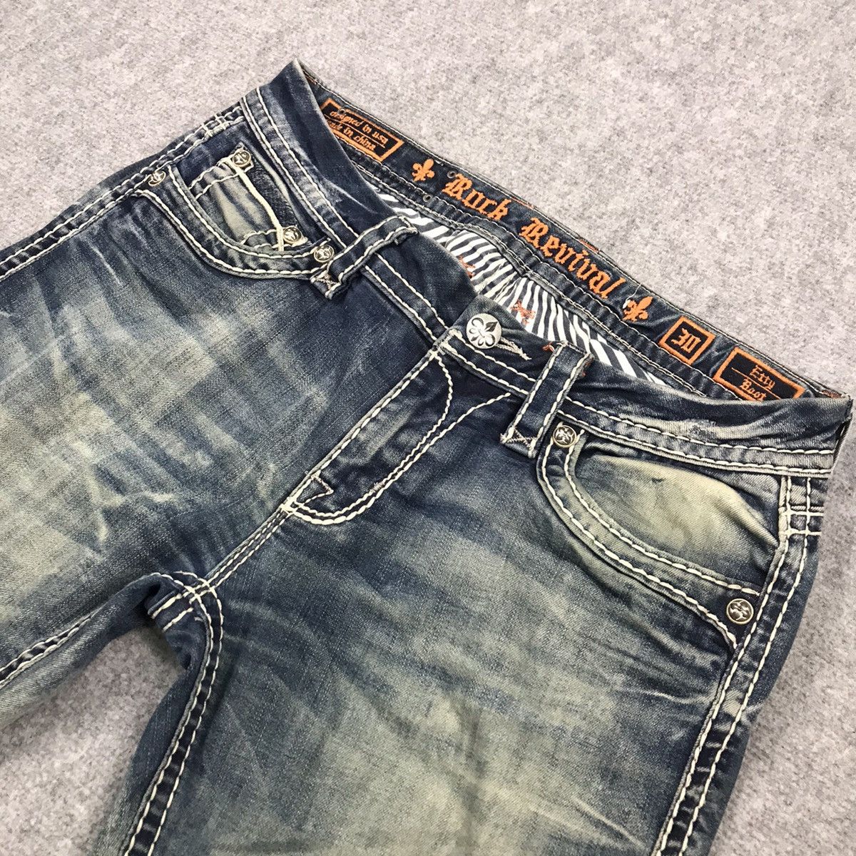 Rock Revival FLARED💥ROCK REVIVAL BLUE FADED DENIM PANTS Size 32" / US 10 / IT 46 - 8 Thumbnail