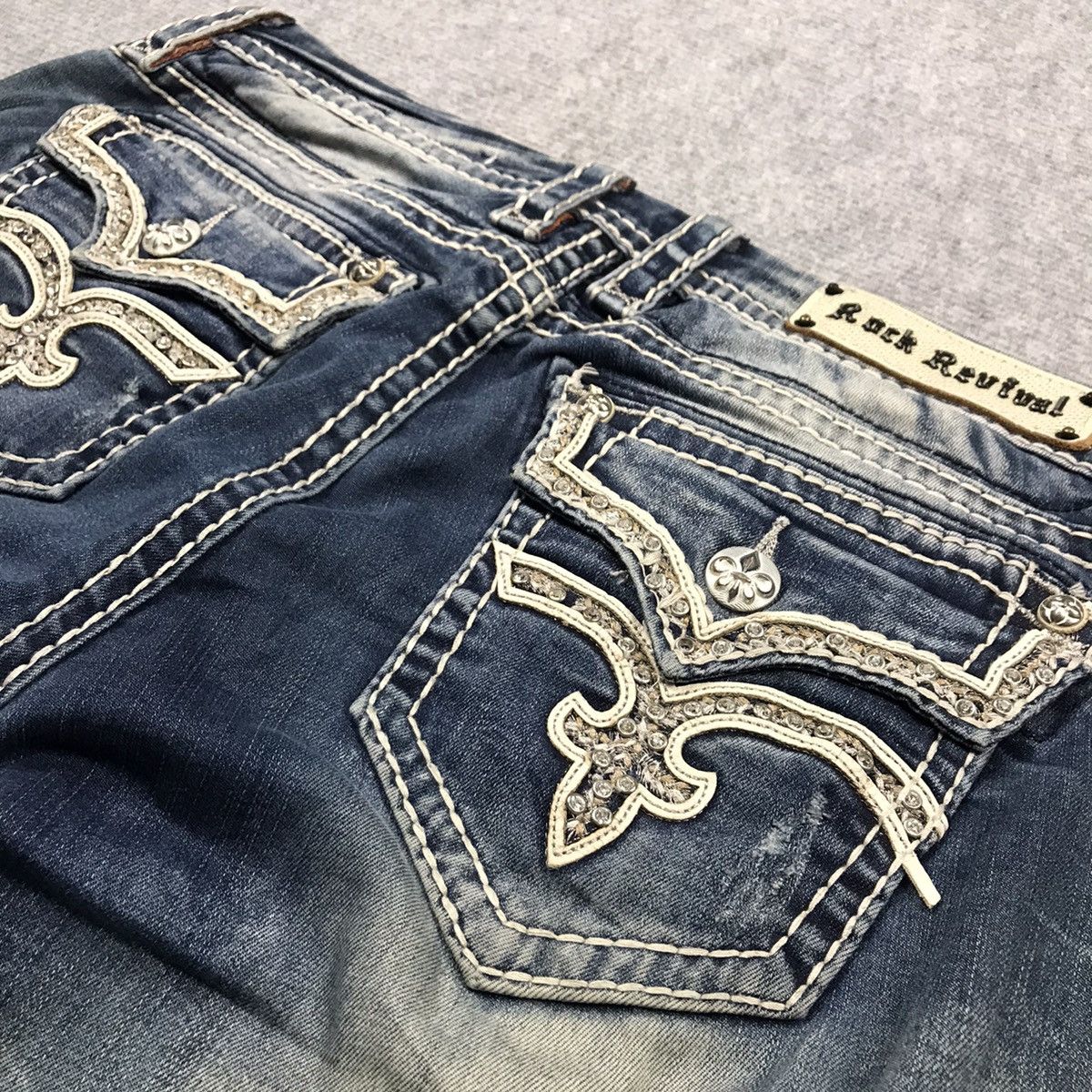 Rock Revival FLARED💥ROCK REVIVAL BLUE FADED DENIM PANTS Size 32" / US 10 / IT 46 - 13 Thumbnail