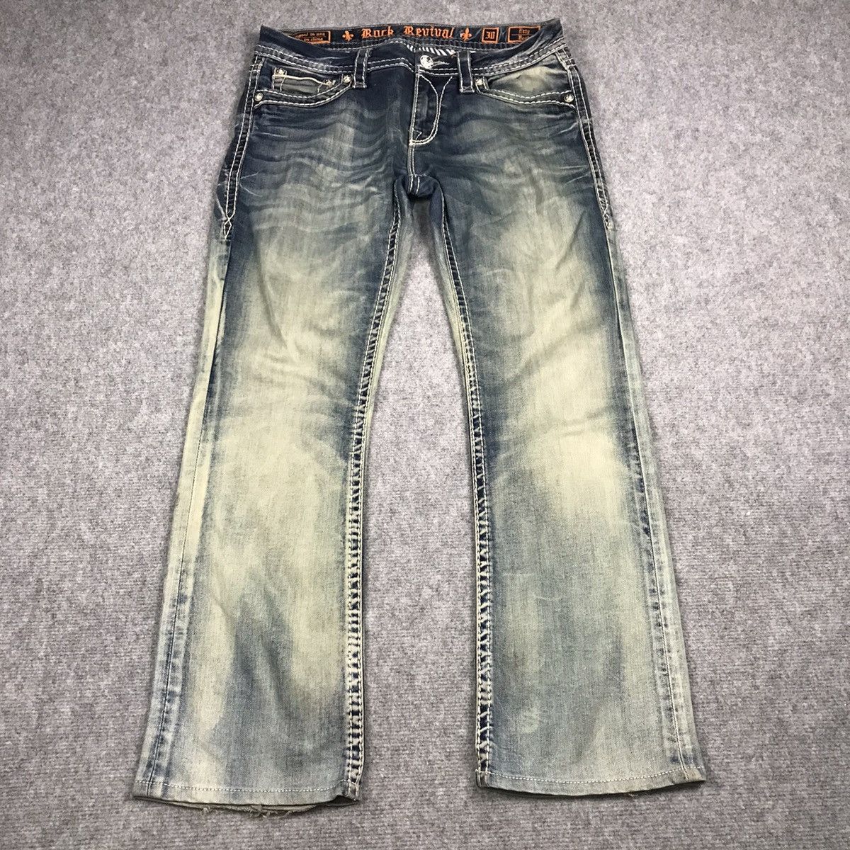 Rock Revival FLARED💥ROCK REVIVAL BLUE FADED DENIM PANTS Size 32" / US 10 / IT 46 - 2 Thumbnail