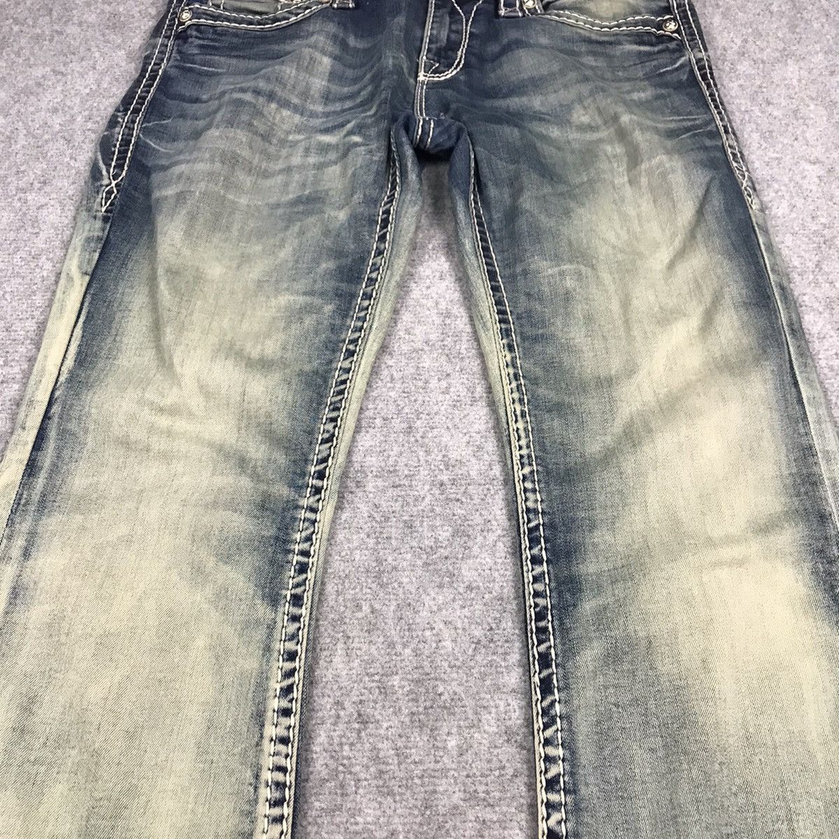 Rock Revival FLARED💥ROCK REVIVAL BLUE FADED DENIM PANTS Size 32" / US 10 / IT 46 - 4 Thumbnail