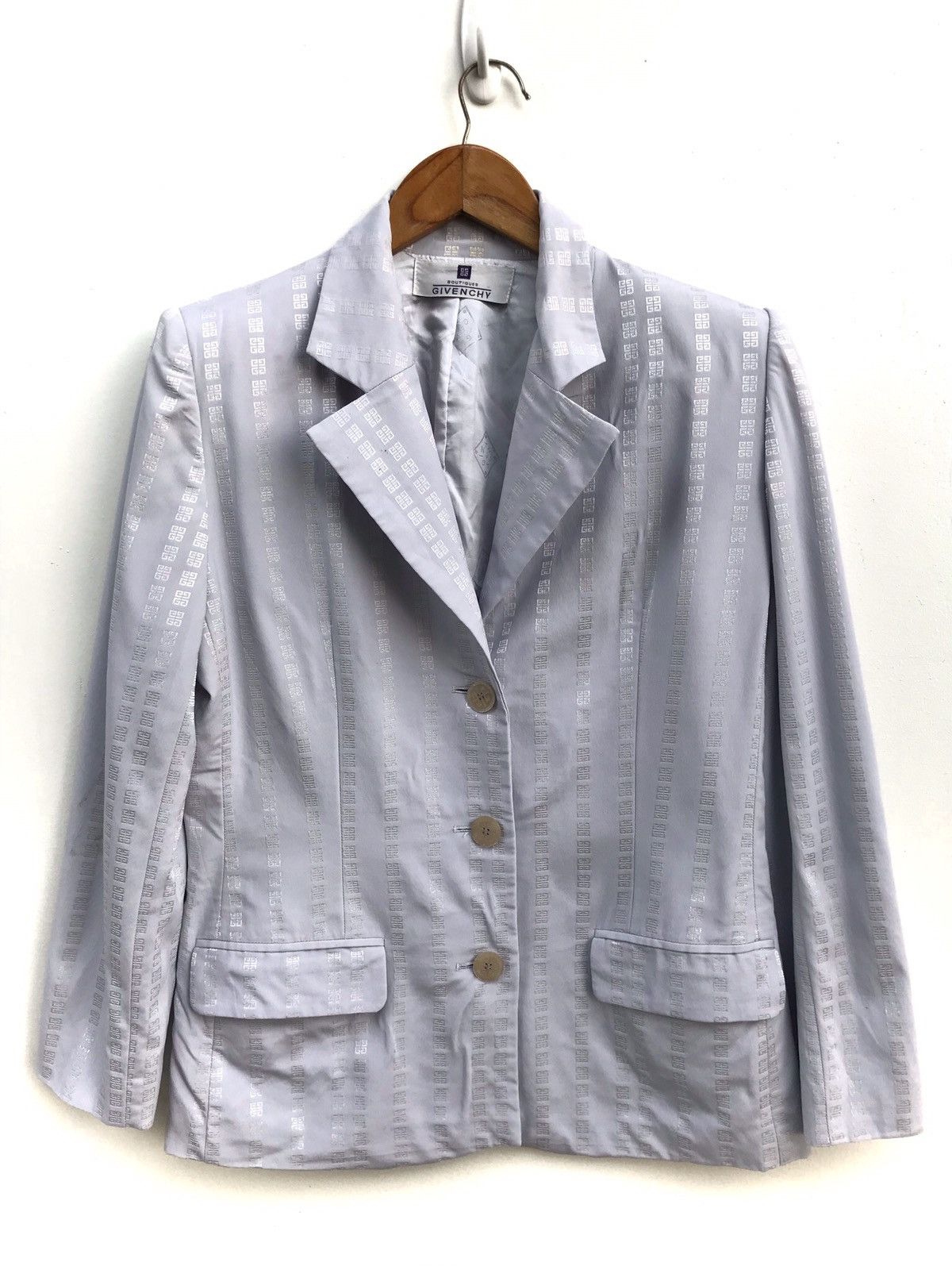 image of Vintage Givenchy Boutiques Monogram Jacket in Grey, Men's (Size XS)