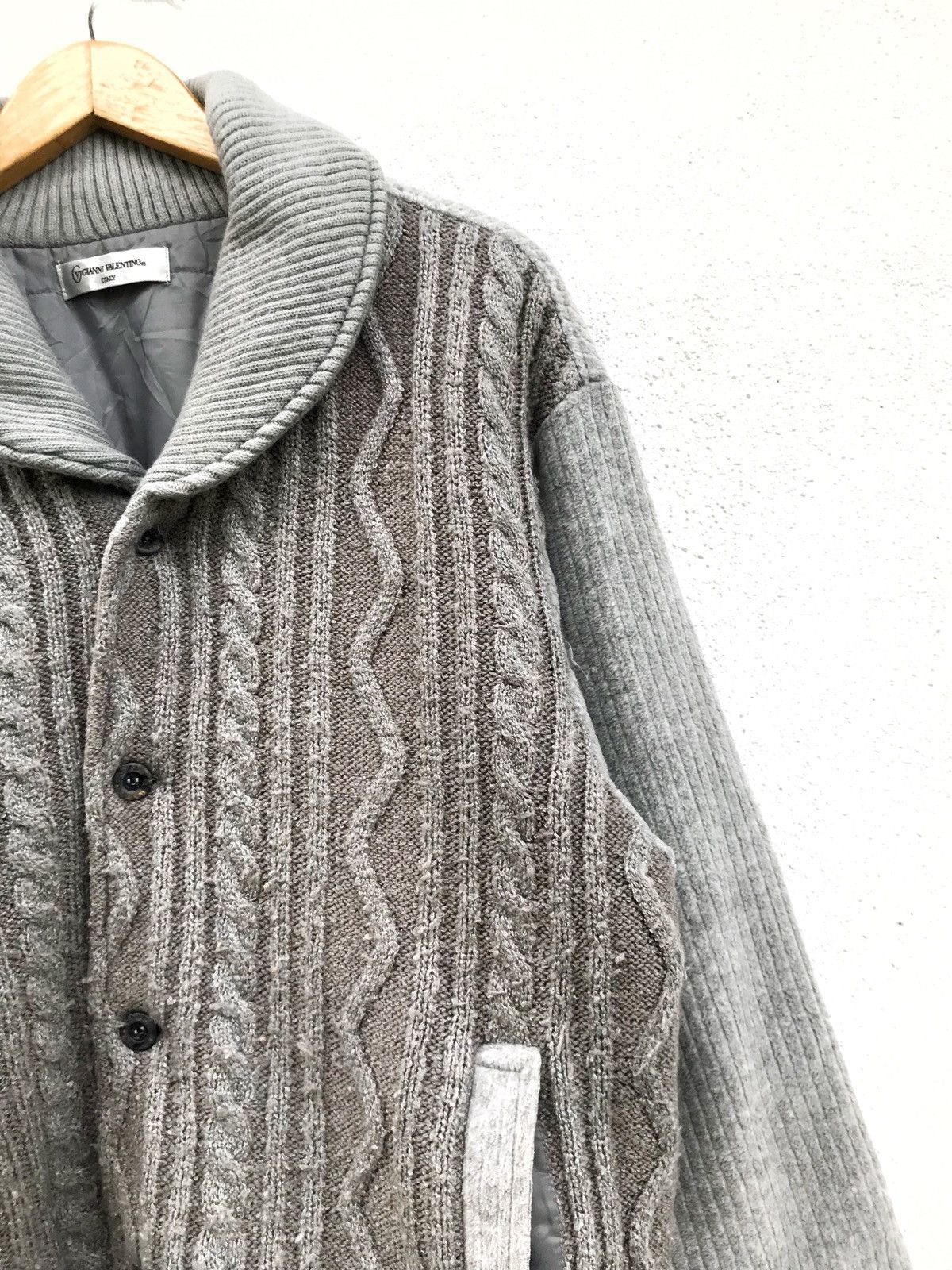 Gianni Valentino × Valentino × Vintage Gianni Valentino Shawl Collar Button Sweatshirt Sweater Size US M / EU 48-50 / 2 - 2 Thumbnail