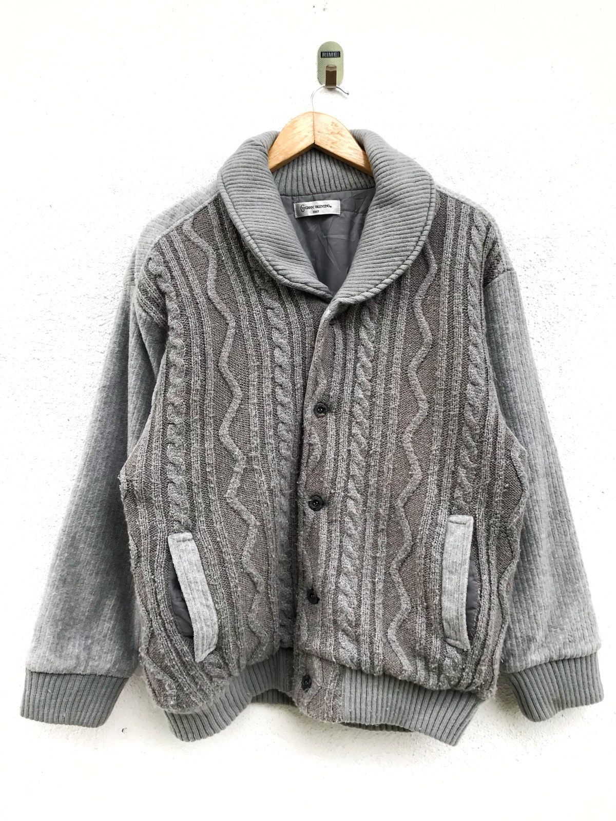 Gianni Valentino × Valentino × Vintage Gianni Valentino Shawl Collar Button Sweatshirt Sweater Size US M / EU 48-50 / 2 - 1 Thumbnail