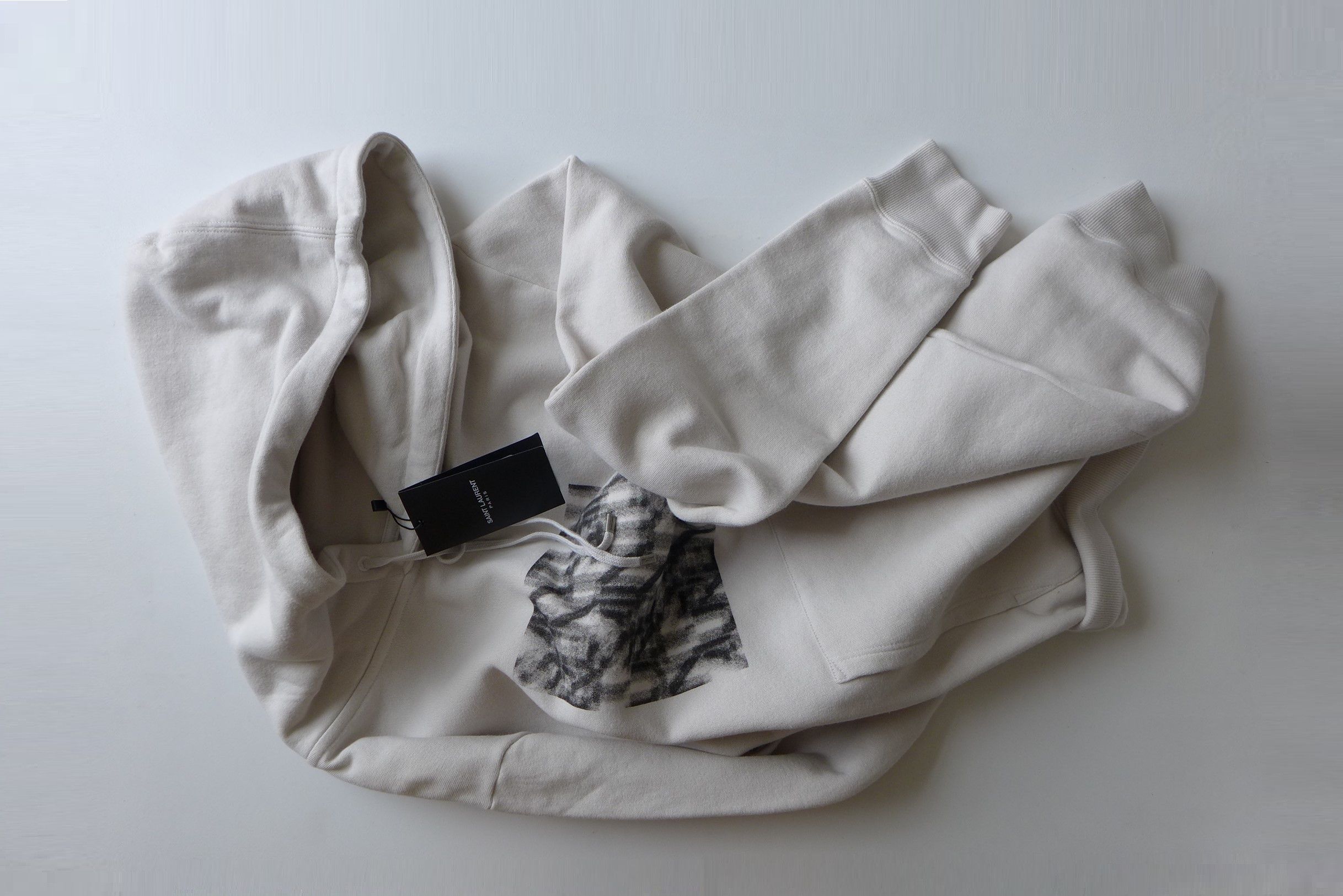 Saint Laurent Paris Saint Laurent Optical Illusion Hoodie -- Ecru Cotton Size US M / EU 48-50 / 2 - 3 Thumbnail