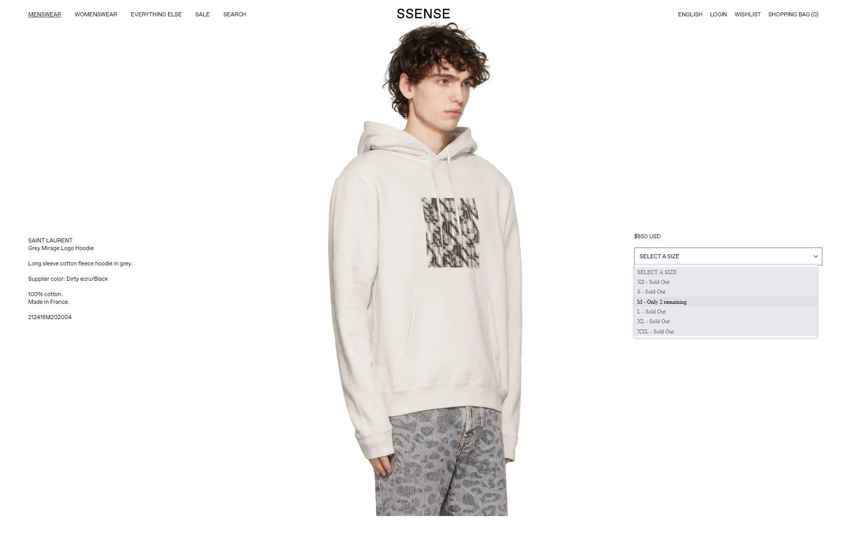 Saint Laurent Paris Saint Laurent Optical Illusion Hoodie -- Ecru Cotton Size US M / EU 48-50 / 2 - 19 Thumbnail