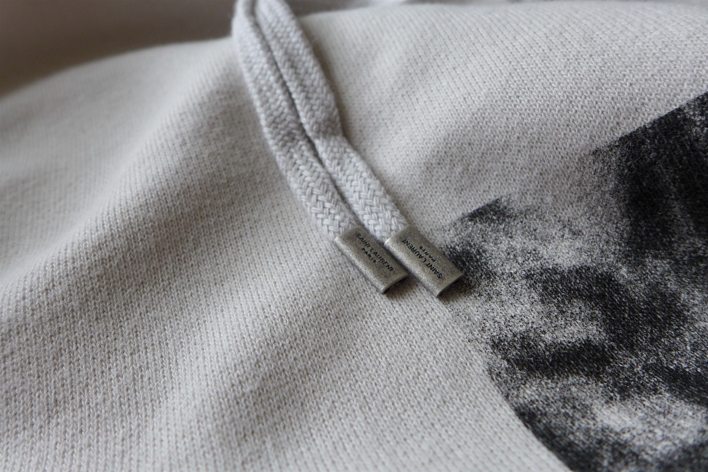 Saint Laurent Paris Saint Laurent Optical Illusion Hoodie -- Ecru Cotton Size US M / EU 48-50 / 2 - 12 Thumbnail