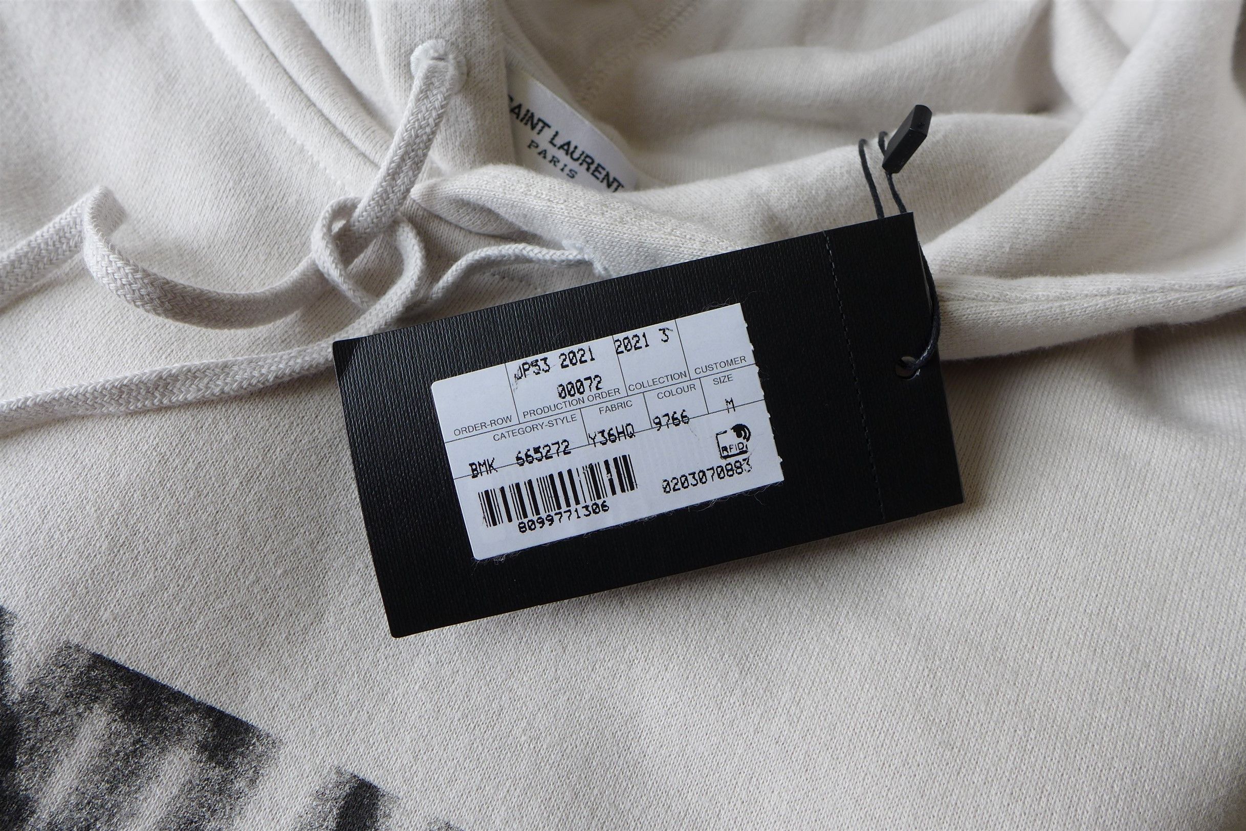 Saint Laurent Paris Saint Laurent Optical Illusion Hoodie -- Ecru Cotton Size US M / EU 48-50 / 2 - 14 Thumbnail