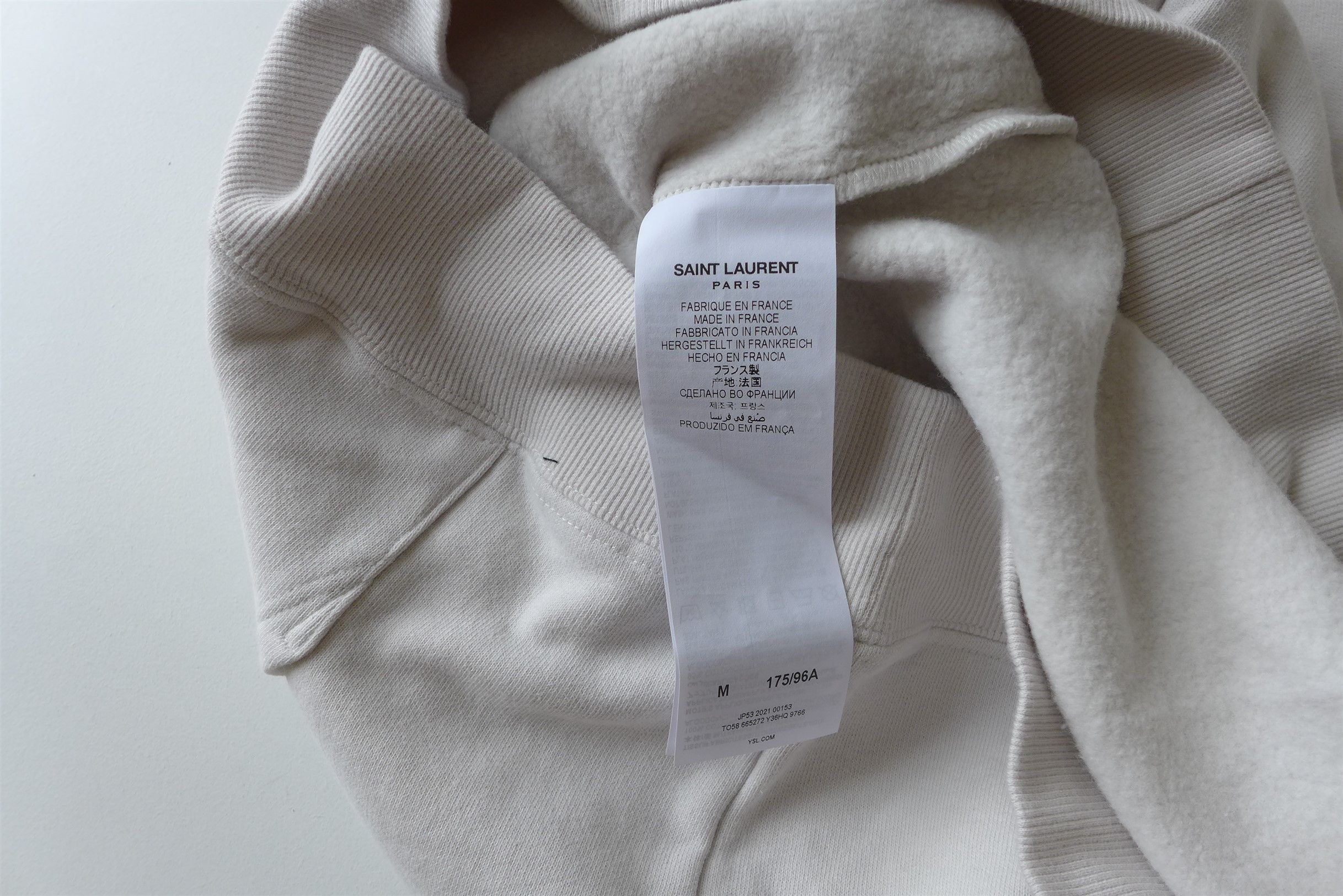 Saint Laurent Paris Saint Laurent Optical Illusion Hoodie -- Ecru Cotton Size US M / EU 48-50 / 2 - 15 Thumbnail