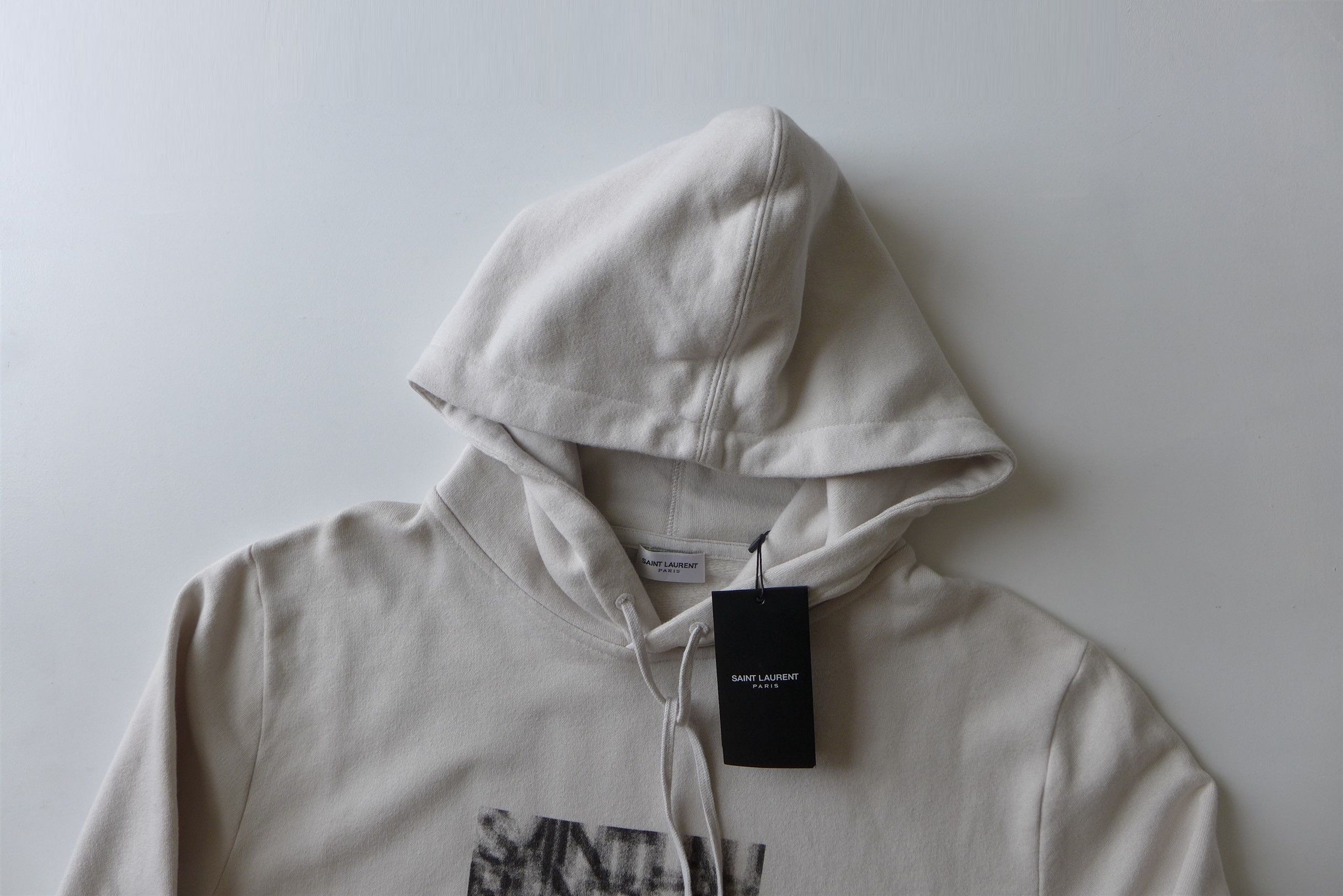 Saint Laurent Paris Saint Laurent Optical Illusion Hoodie -- Ecru Cotton Size US S / EU 44-46 / 1 - 7 Thumbnail