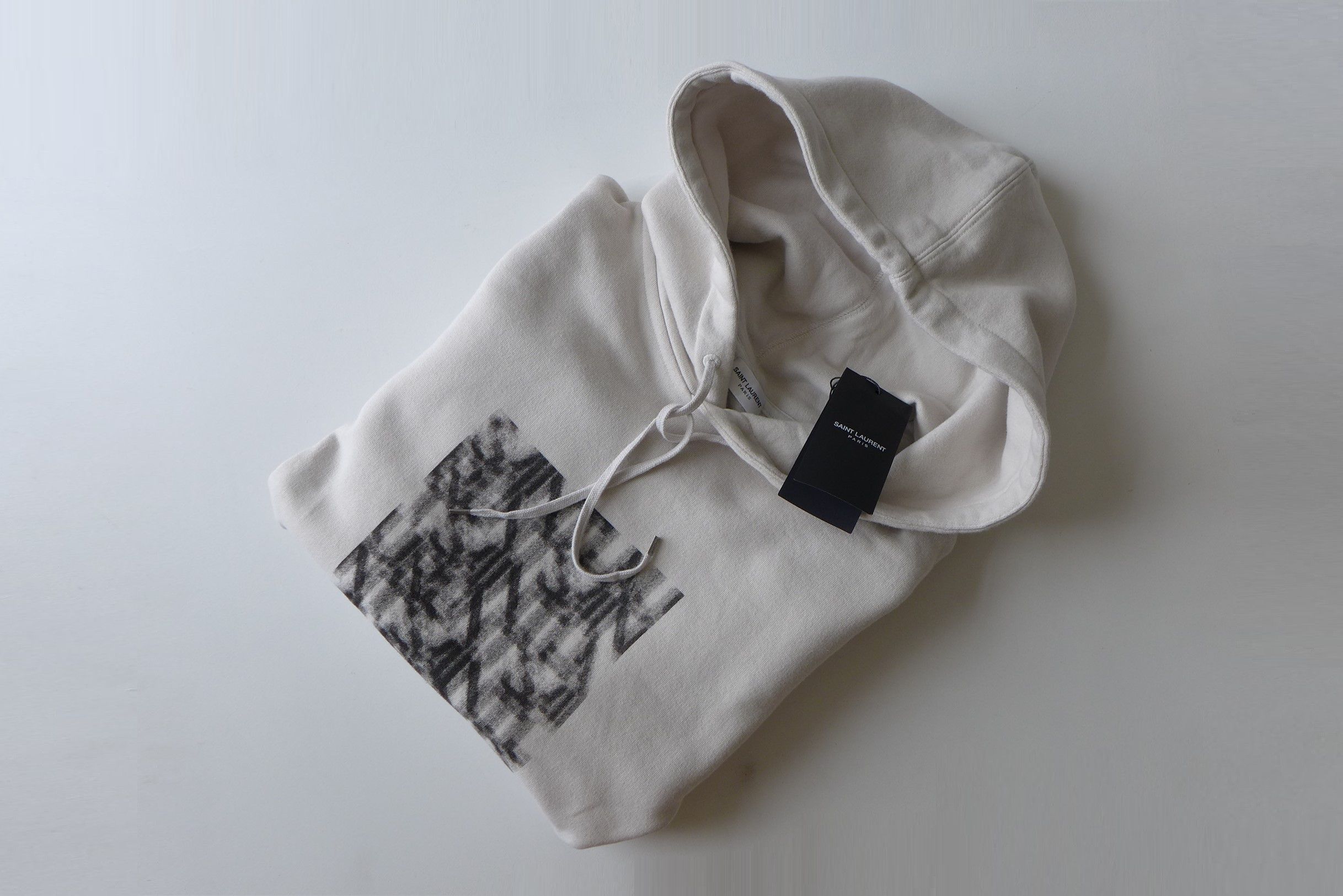 Saint Laurent Paris Saint Laurent Optical Illusion Hoodie -- Ecru Cotton Size US S / EU 44-46 / 1 - 5 Thumbnail