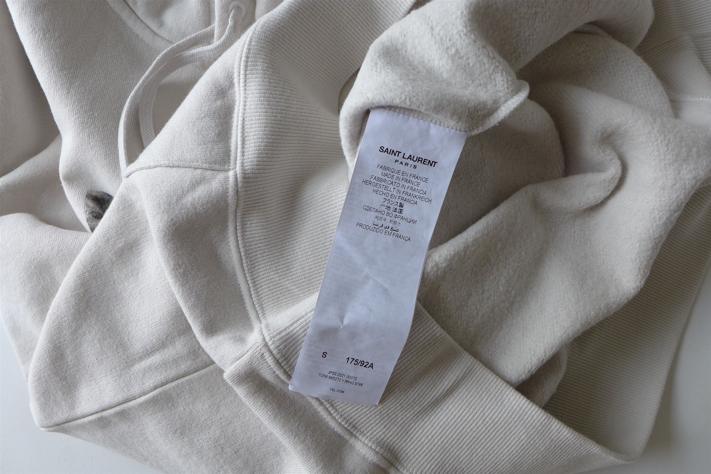 Saint Laurent Paris Saint Laurent Optical Illusion Hoodie -- Ecru Cotton Size US S / EU 44-46 / 1 - 15 Thumbnail