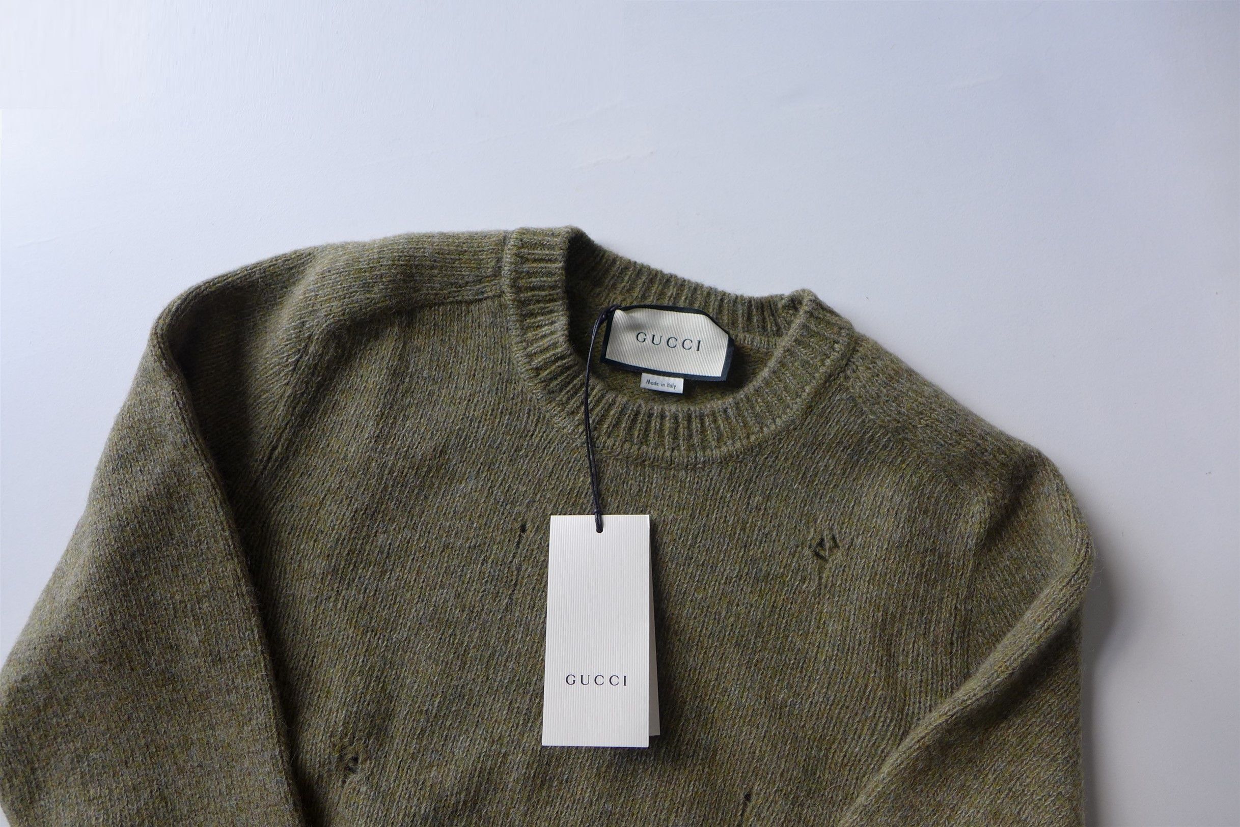 Gucci Gucci Distressed Sweater -- Green Shetland Wool Size US S / EU 44-46 / 1 - 11 Thumbnail