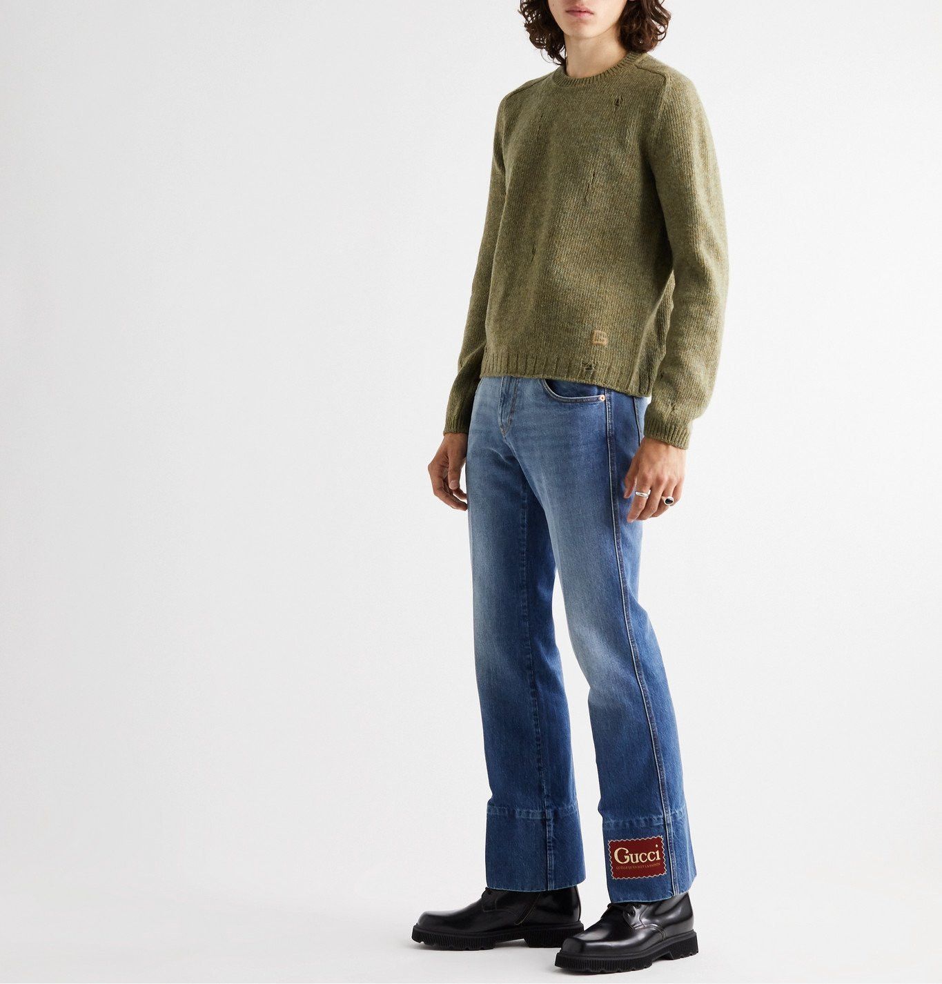 Gucci Gucci Distressed Sweater -- Green Shetland Wool Size US S / EU 44-46 / 1 - 5 Thumbnail