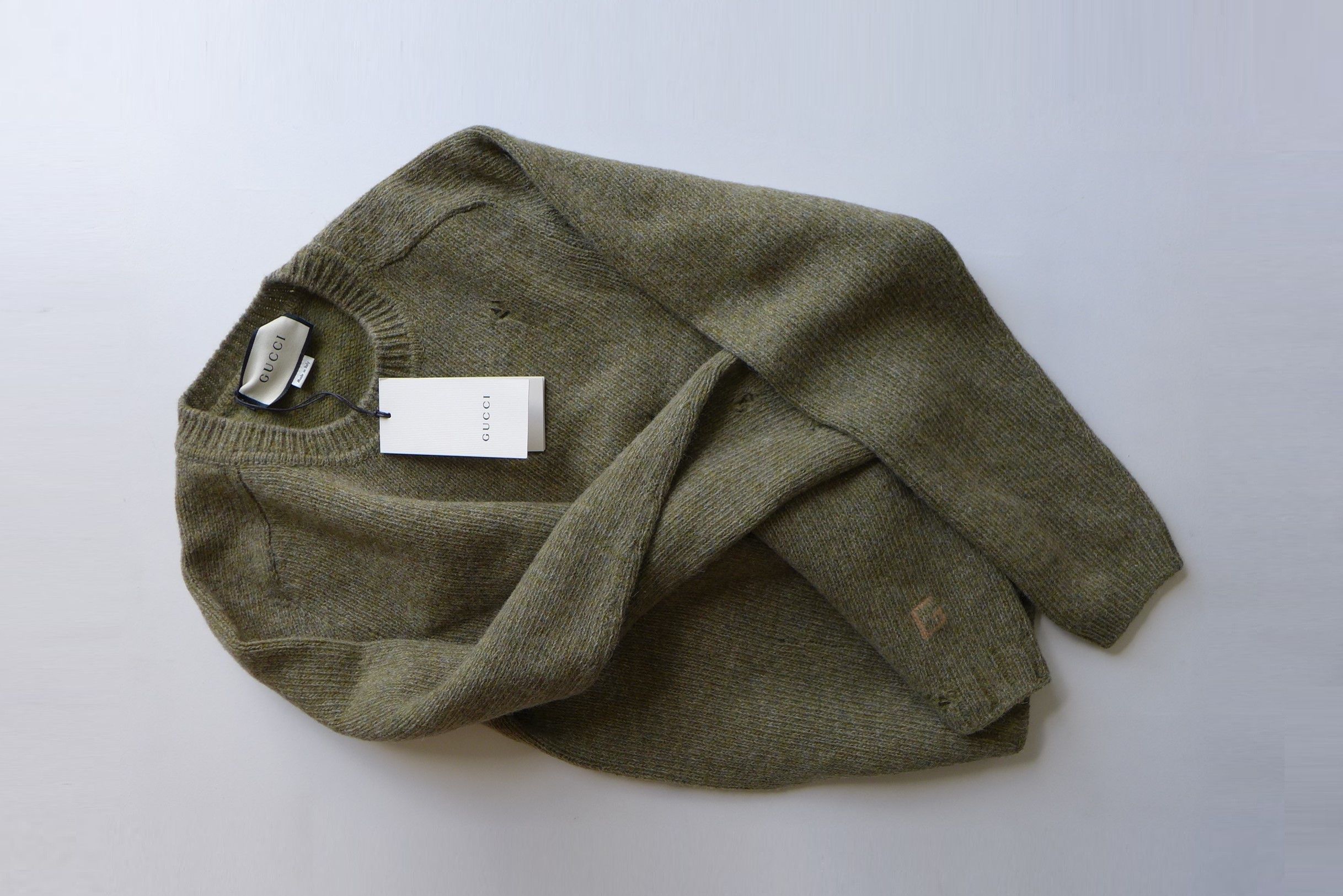 Gucci Gucci Distressed Sweater -- Green Shetland Wool Size US S / EU 44-46 / 1 - 9 Thumbnail