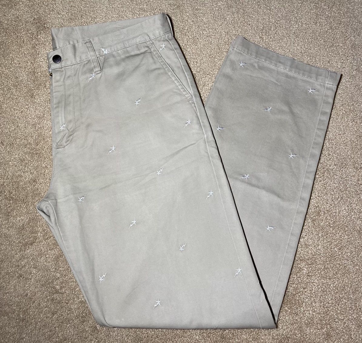 2011 Bape Sta All Over Embroidered Khaki Pants Tan Print OG