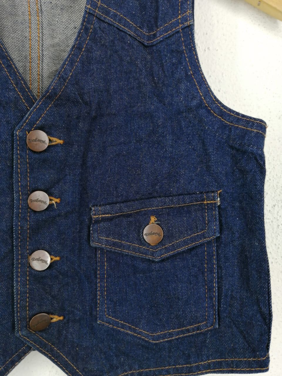 Japanese Brand × Sawyer of Napa × Vintage RARE! TOM SAWYER DENIM VEST FOR COLLECTION Size US XXS / EU 40 - 4 Thumbnail