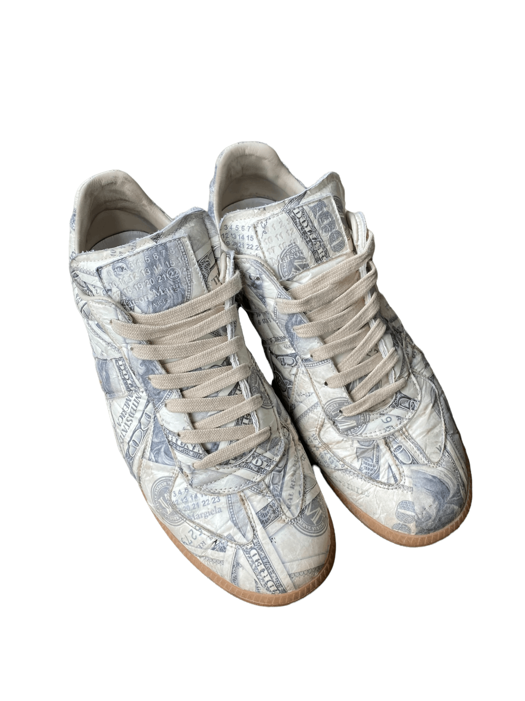 image of Maison Margiela Money Print Replica Sneakers in Green, Men's (Size 9)