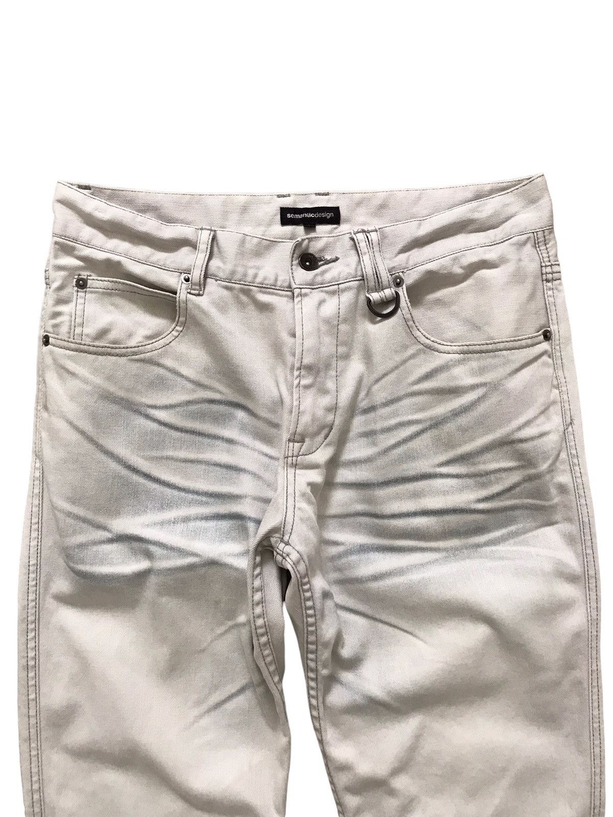 Japanese Brand SEMANTIC DESIGN JAPAN Chiffon White Whiskers Denim Jeans Size US 31 - 3 Thumbnail