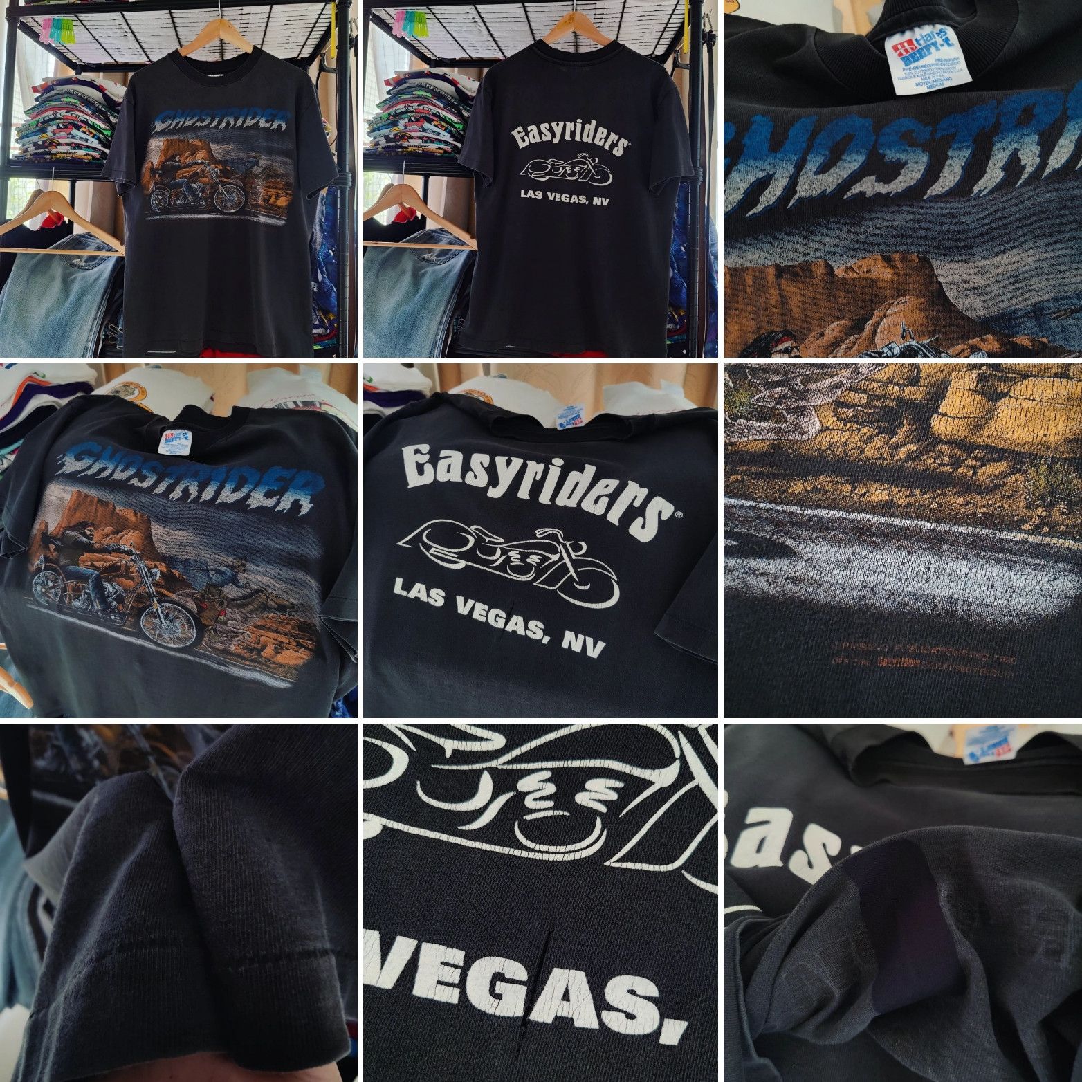 Hanes × Harley Davidson × Vintage vtg90s - GhostRider, EasyRiders, LAS VEGAS, NV Size US M / EU 48-50 / 2 - 10 Thumbnail