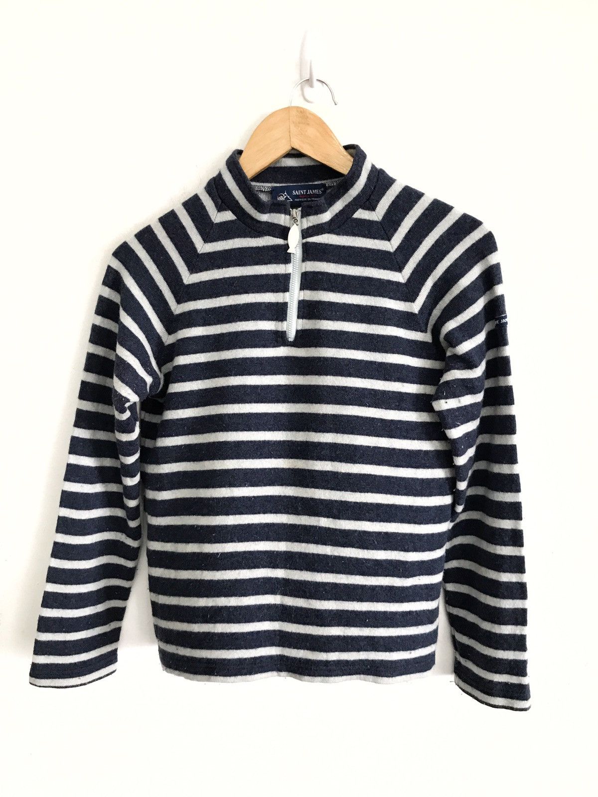 Saint James Saint James Stripes Navy Blue Long Shirt Armpit 18.5"x23" Size US S / EU 44-46 / 1 - 2 Thumbnail