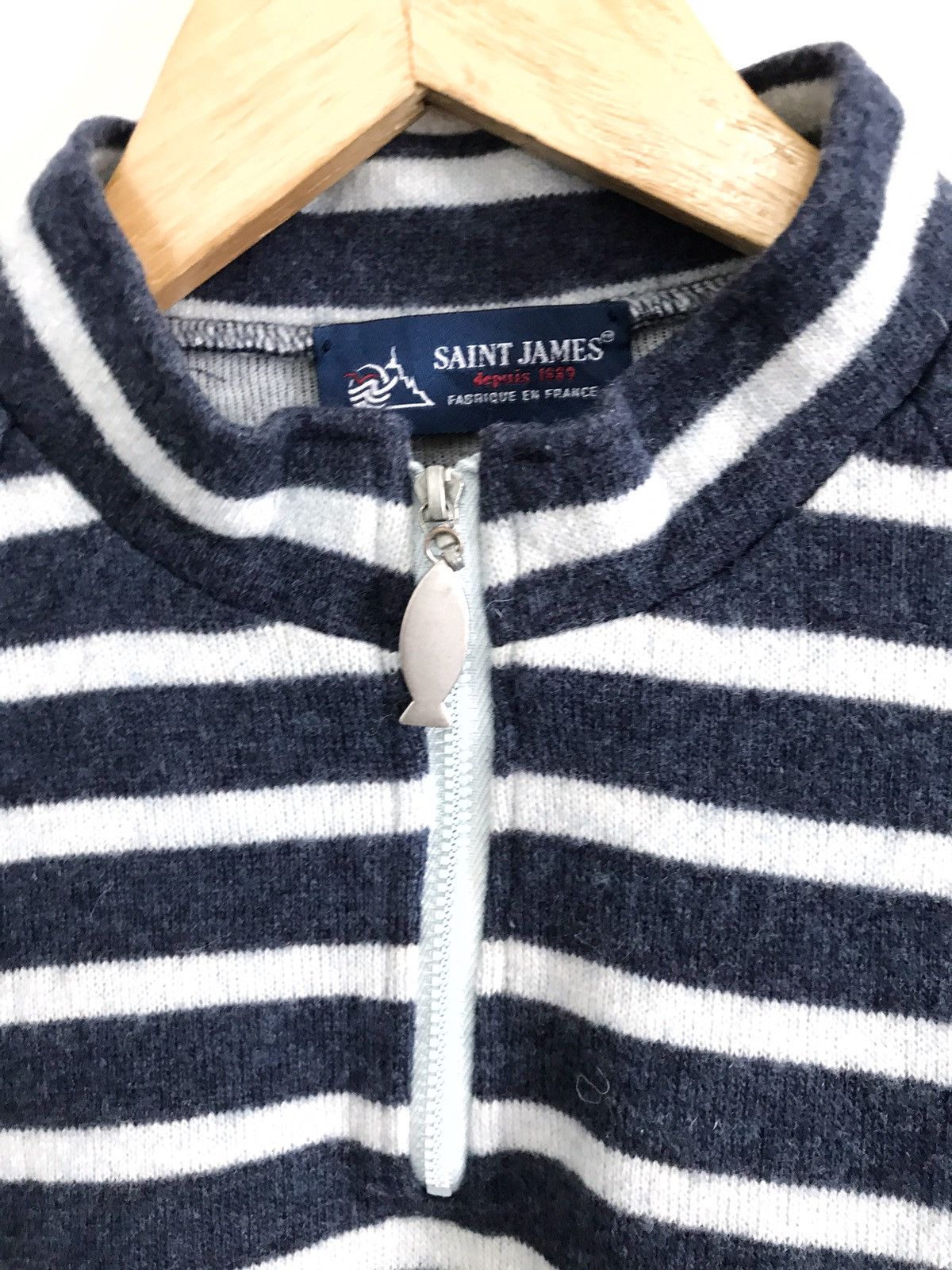 Saint James Saint James Stripes Navy Blue Long Shirt Armpit 18.5"x23" Size US S / EU 44-46 / 1 - 1 Thumbnail