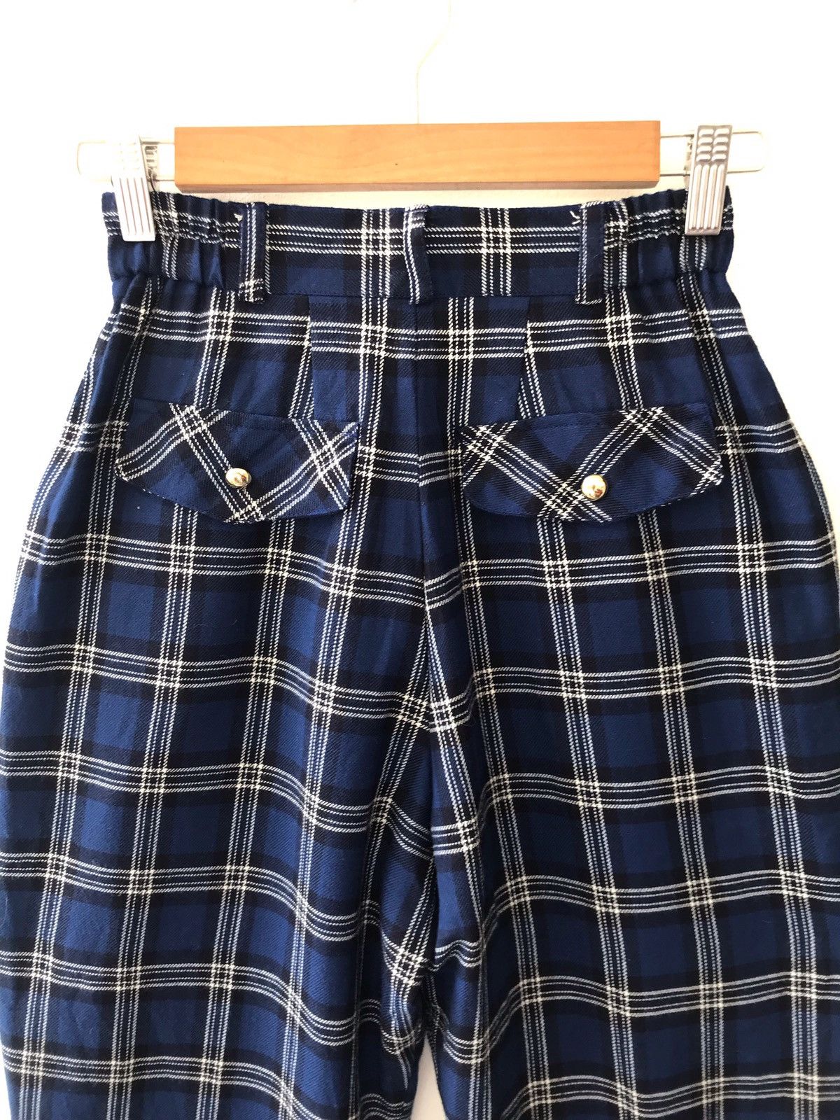 Japanese Brand × Vintage Vintage Japanese Checked High Waist Wool Baggy Pants Size US 26 / EU 42 - 3 Thumbnail