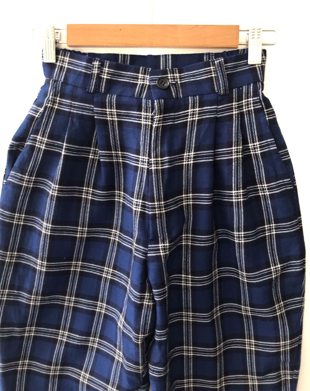 Japanese Brand × Vintage Vintage Japanese Checked High Waist Wool Baggy Pants Size US 26 / EU 42 - 4 Thumbnail