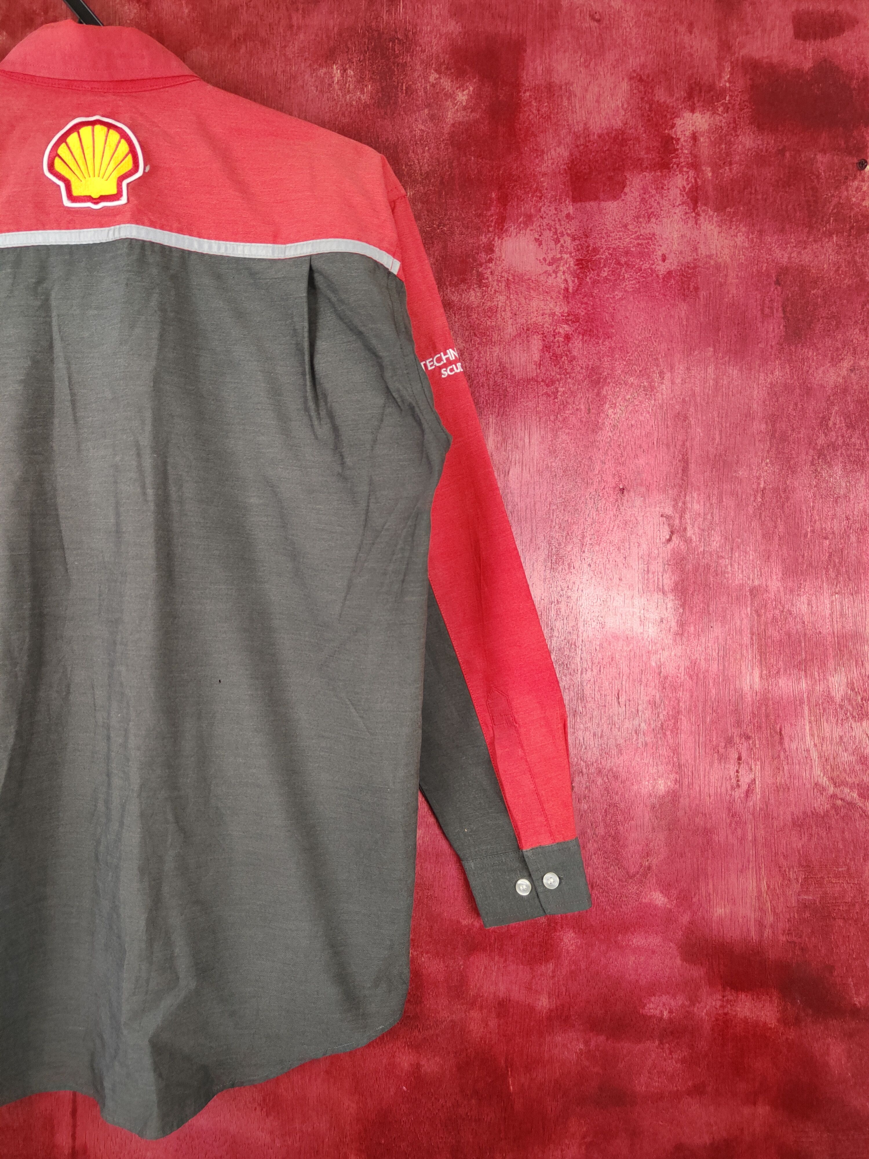 Ferrari × Vintage Ferrari-Shell Helix Gray Red Long Sleeve Shirt #422 Size US M / EU 48-50 / 2 - 12 Thumbnail