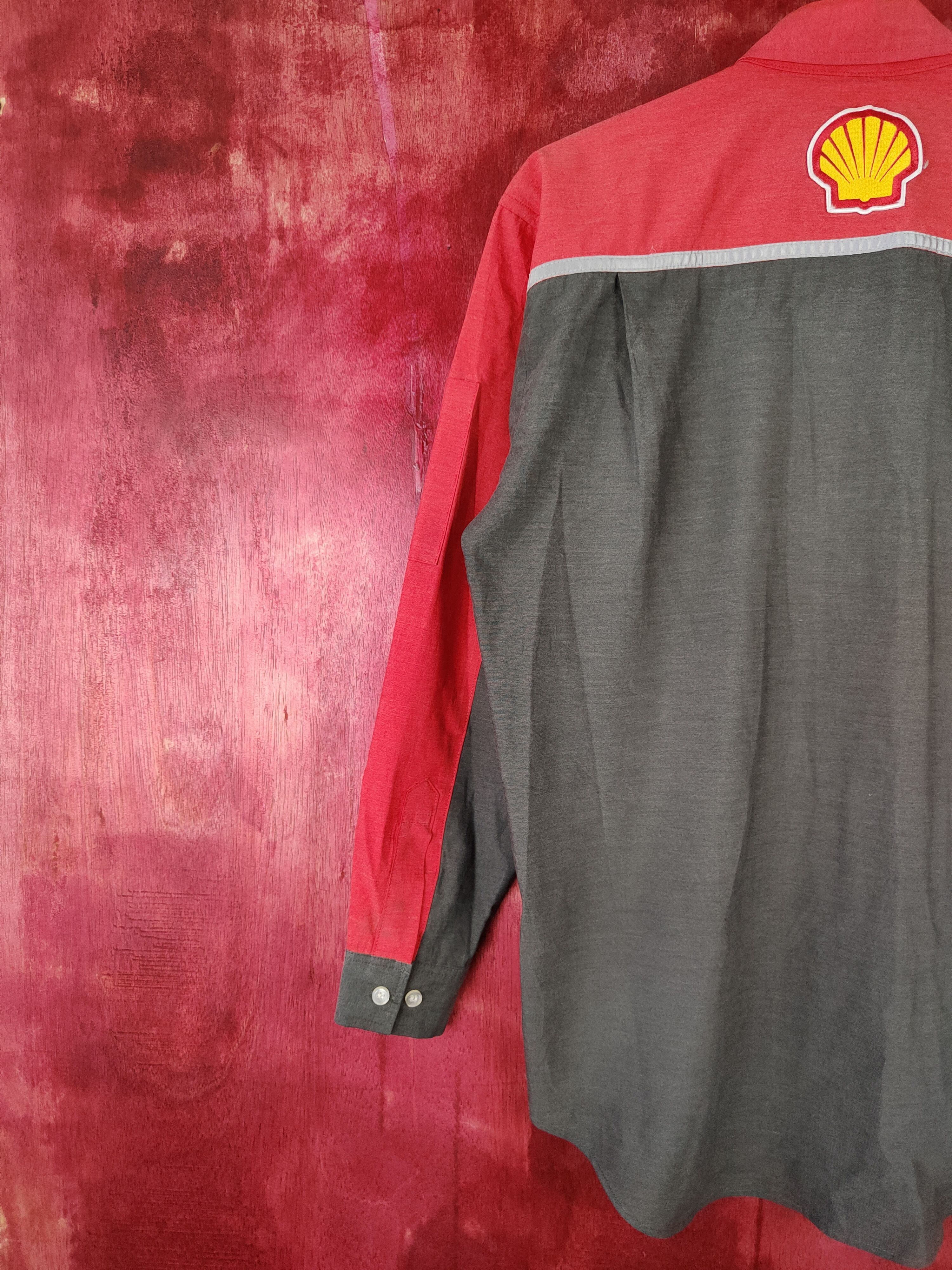 Ferrari × Vintage Ferrari-Shell Helix Gray Red Long Sleeve Shirt #422 Size US M / EU 48-50 / 2 - 11 Thumbnail