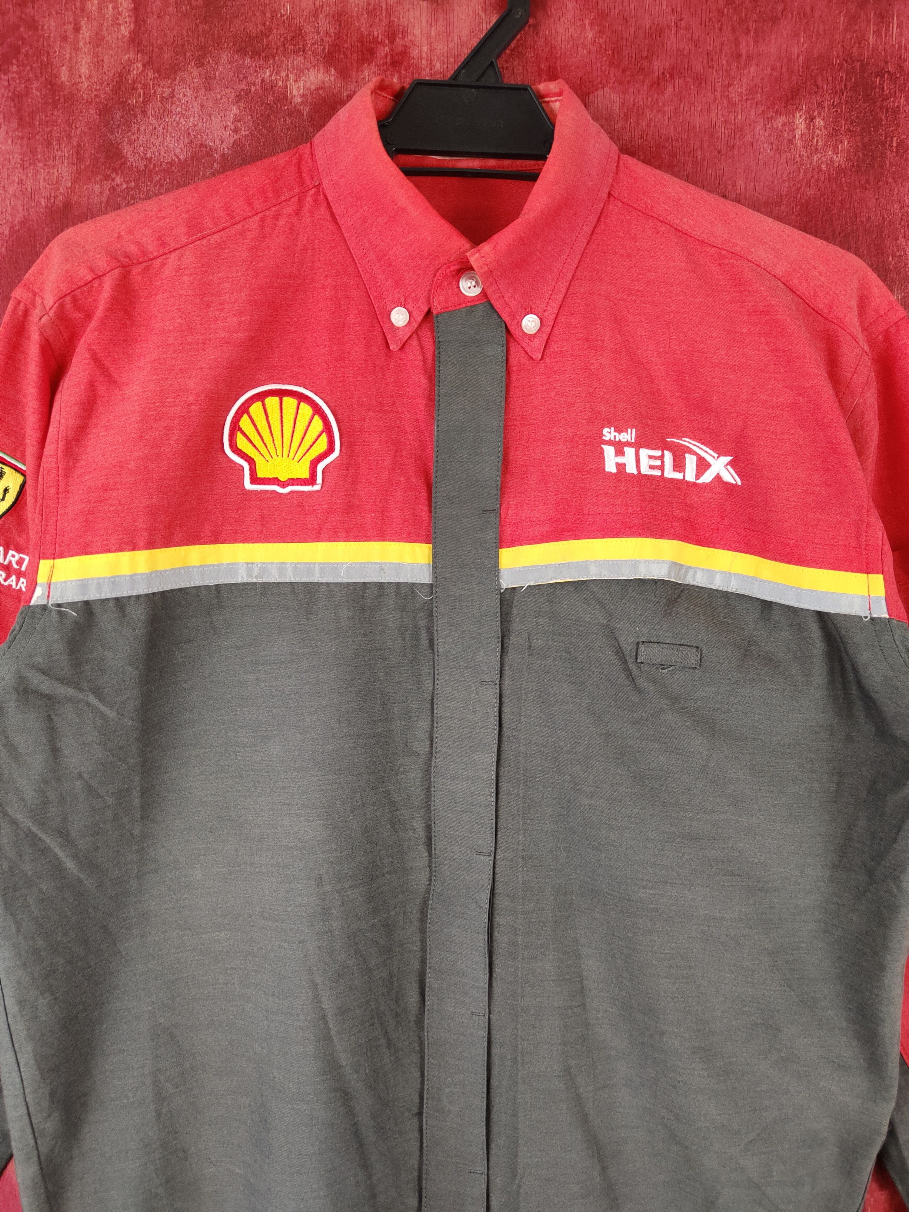 Ferrari × Vintage Ferrari-Shell Helix Gray Red Long Sleeve Shirt #422 Size US M / EU 48-50 / 2 - 2 Thumbnail