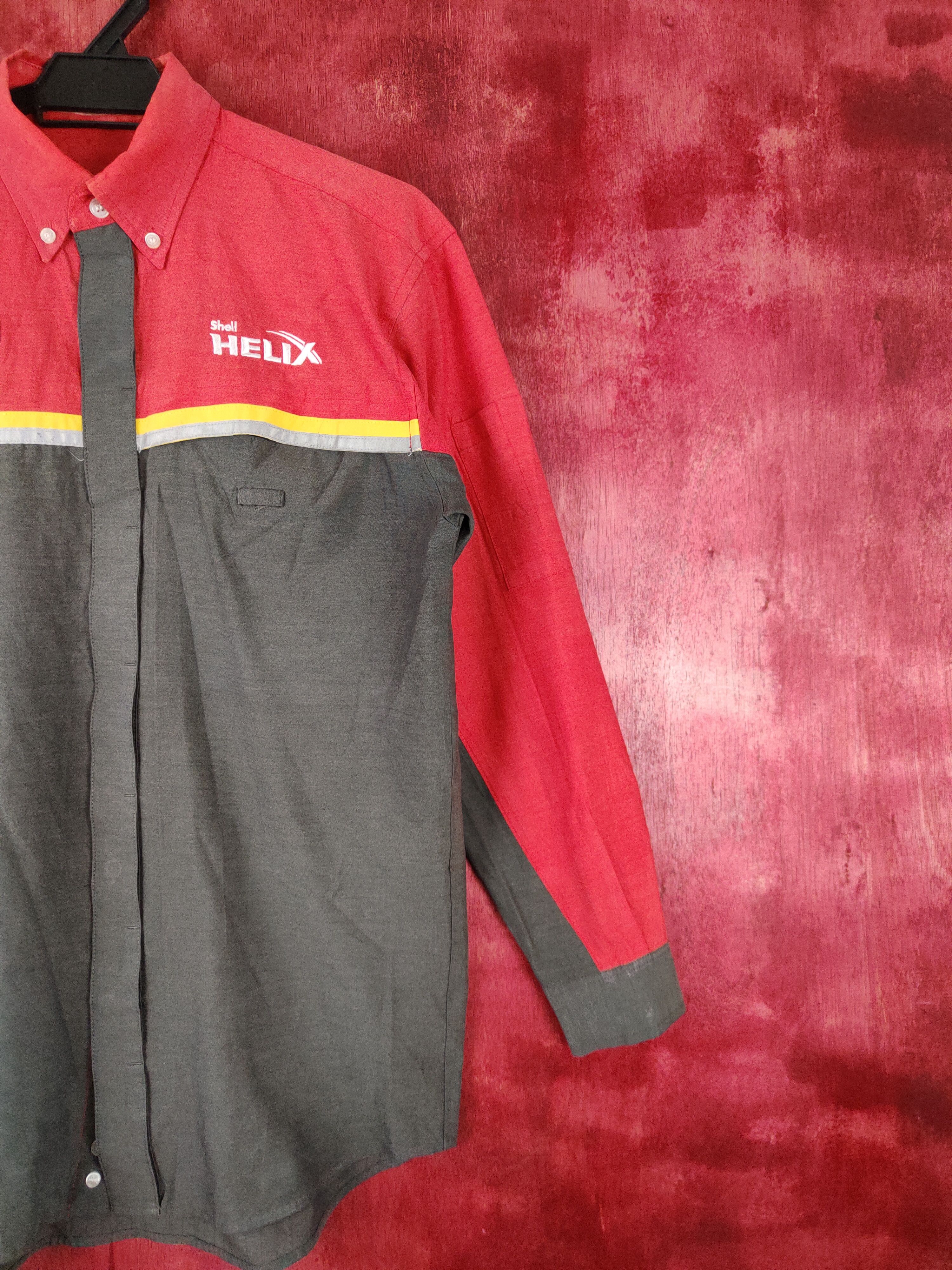 Ferrari × Vintage Ferrari-Shell Helix Gray Red Long Sleeve Shirt #422 Size US M / EU 48-50 / 2 - 7 Thumbnail