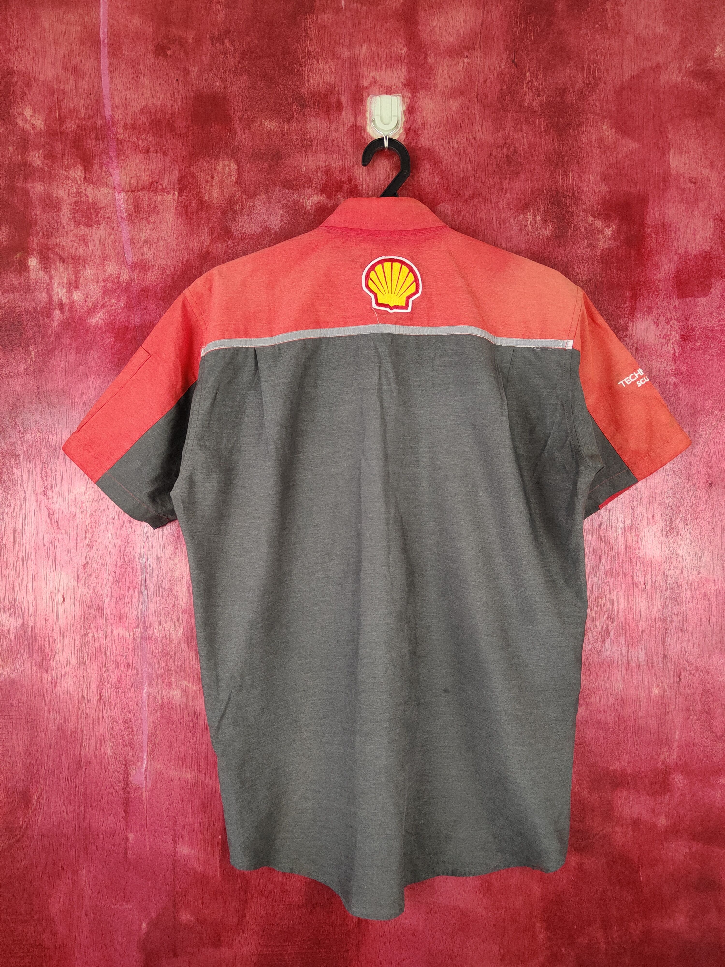 Ferrari-Shell Helix Red Gray Button Ups Shirt #S423