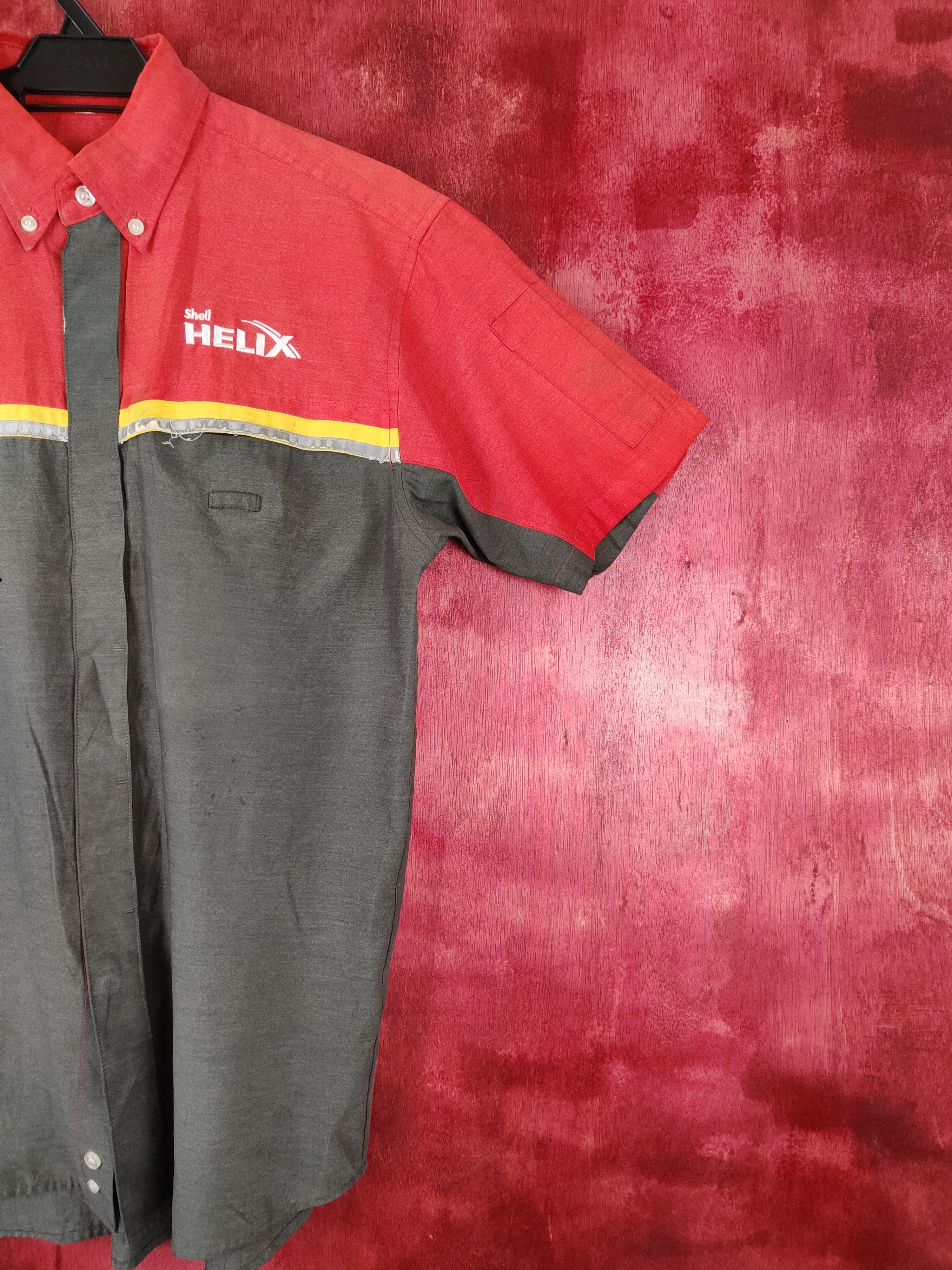 Ferrari-Shell Helix Red Gray Button Ups Shirt #S423