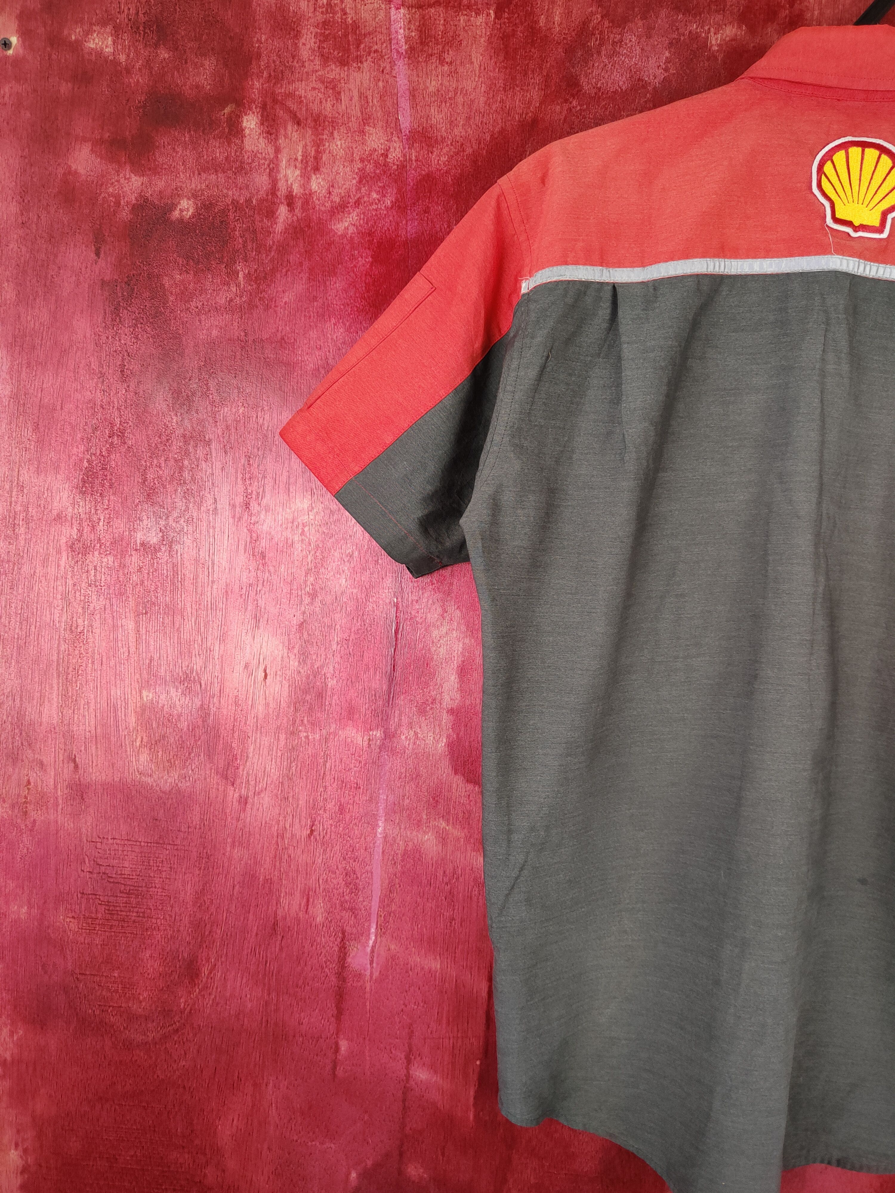 Ferrari-Shell Helix Red Gray Button Ups Shirt #S423