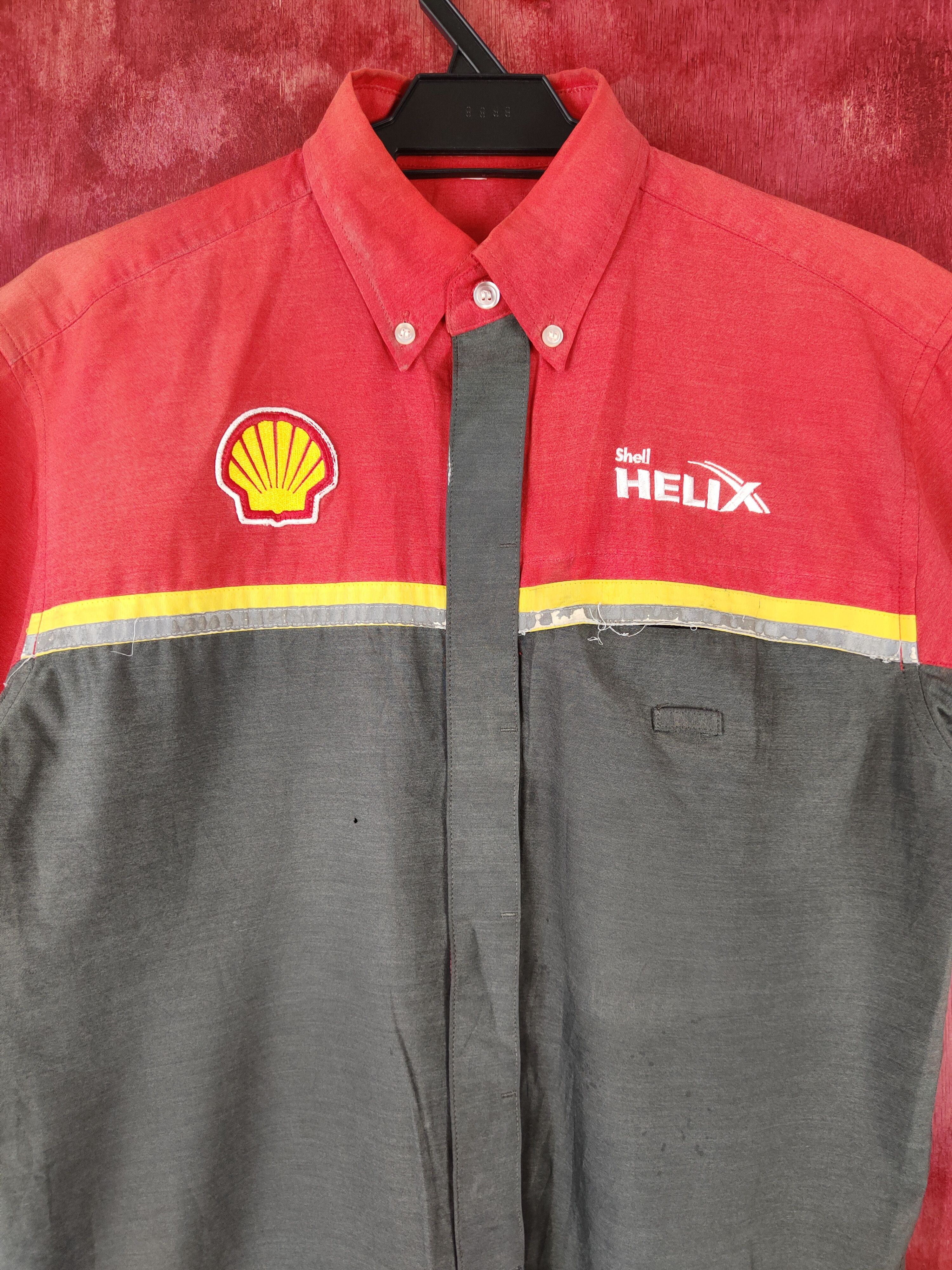 Ferrari-Shell Helix Red Gray Button Ups Shirt #S423