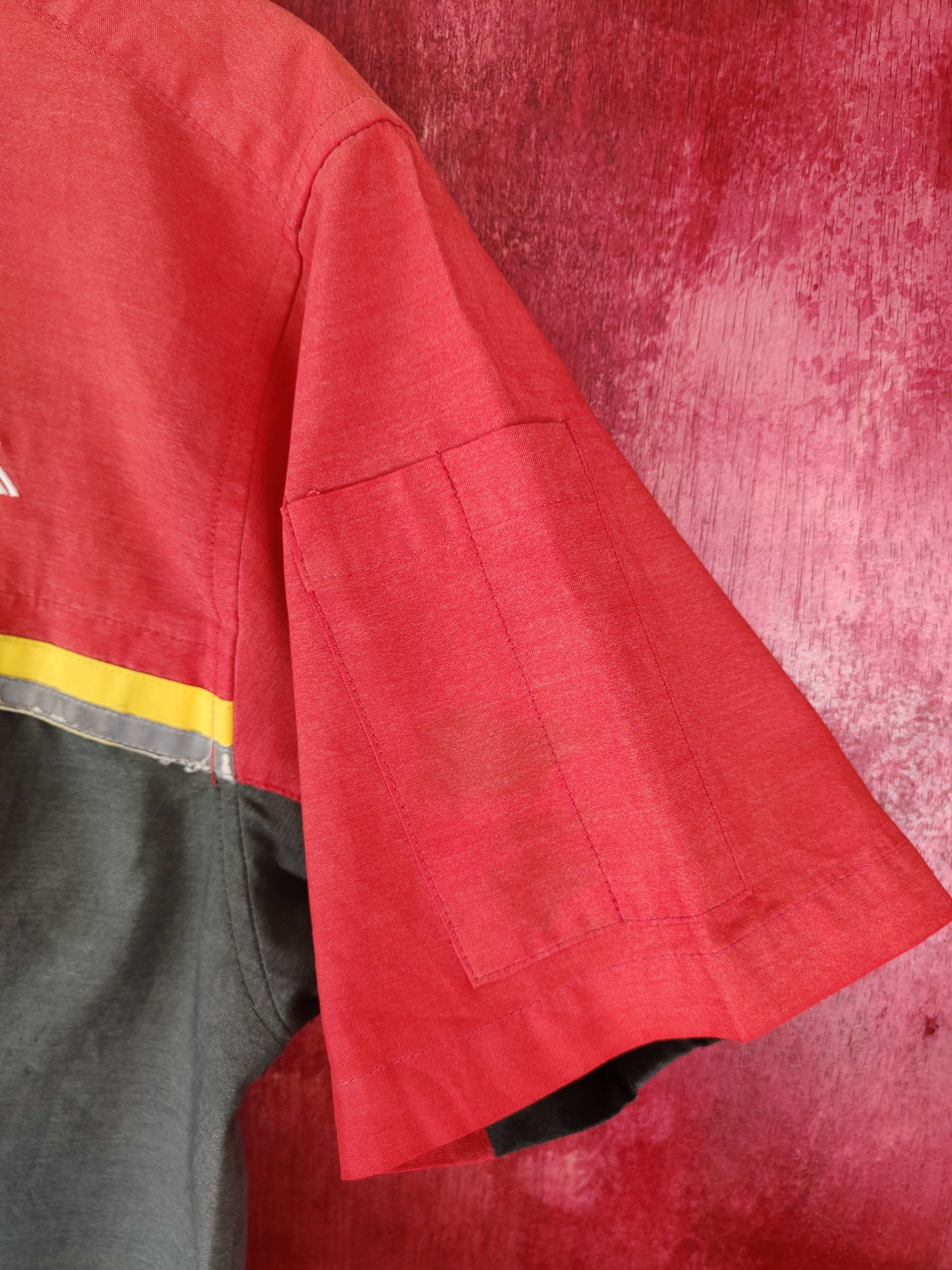 Ferrari-Shell Helix Red Gray Button Ups Shirt #S423
