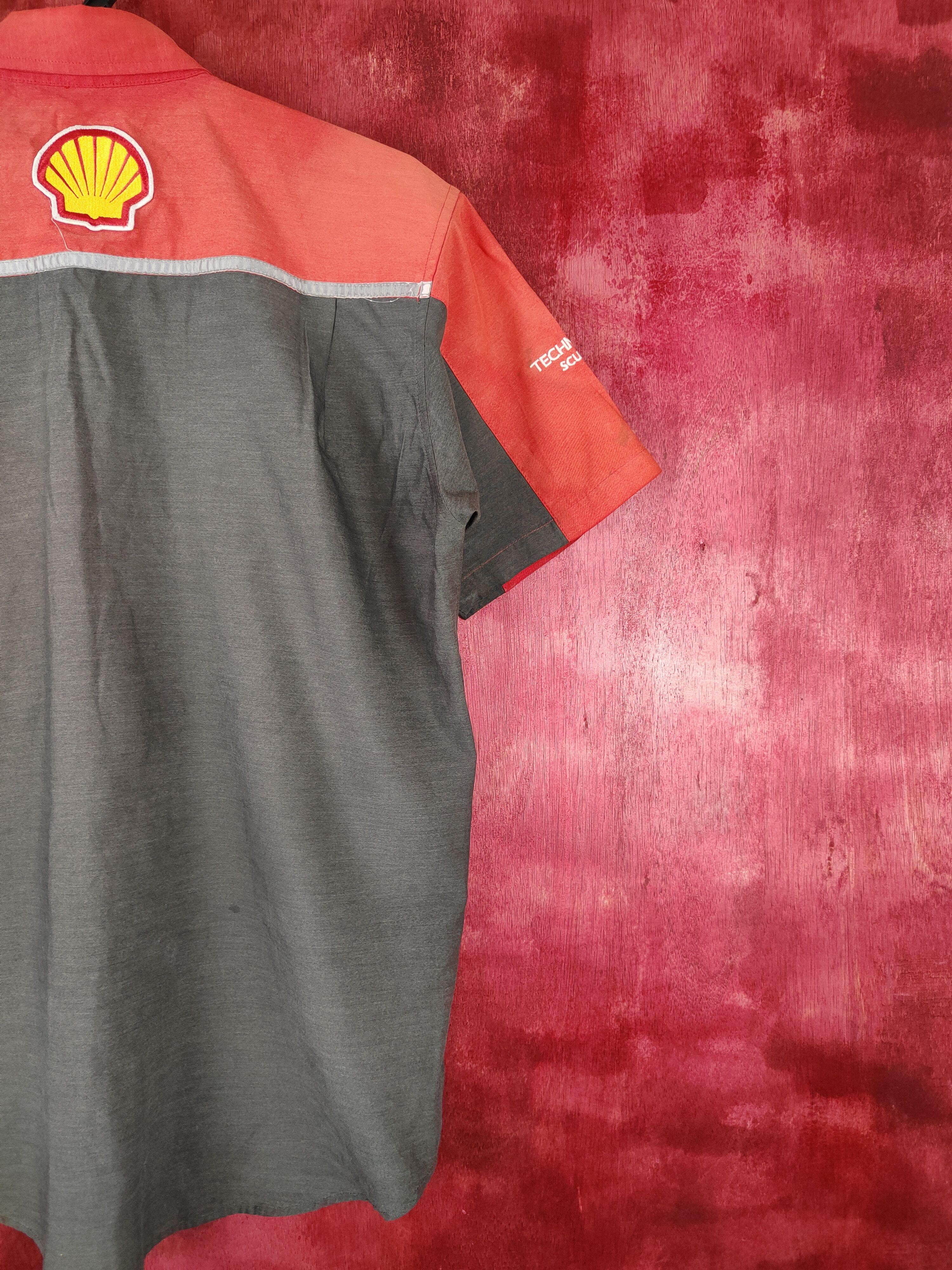 Ferrari-Shell Helix Red Gray Button Ups Shirt #S423