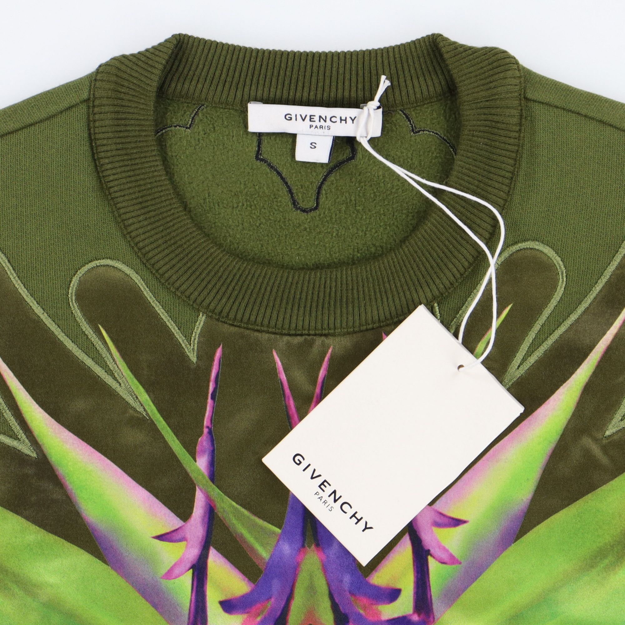 Givenchy Green Birds of Paradise Satin Applique Sweatshirt Size US S / EU 44-46 / 1 - 6 Thumbnail
