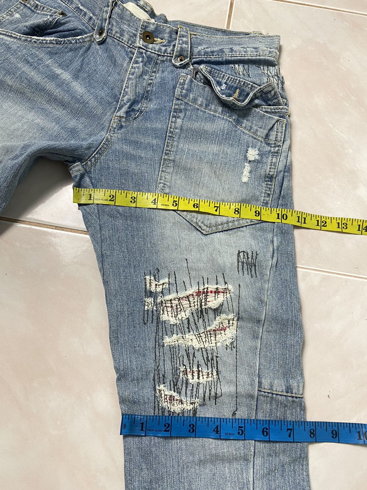 Japanese Brand Distressed Denim Design Pant Size US 30 / EU 46 - 17 Thumbnail
