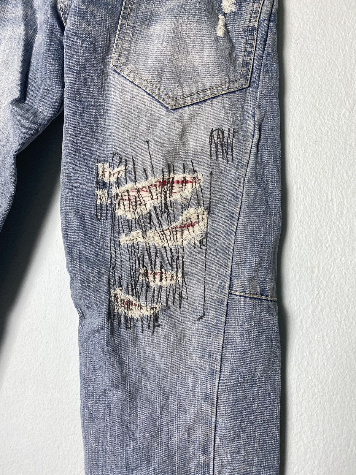 Japanese Brand Distressed Denim Design Pant Size US 30 / EU 46 - 6 Thumbnail