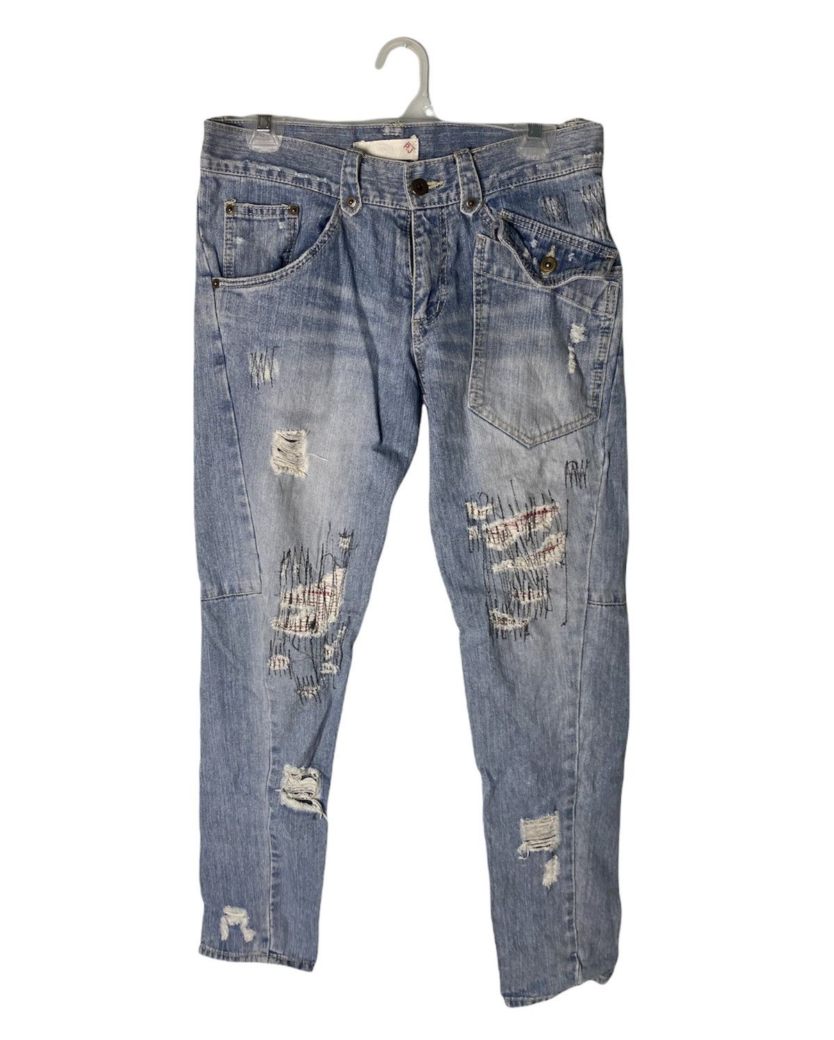 Japanese Brand Distressed Denim Design Pant Size US 30 / EU 46 - 1 Thumbnail