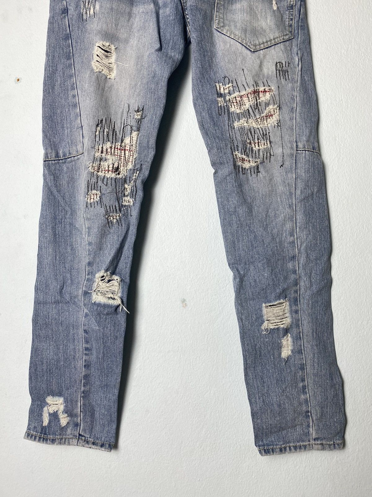 Japanese Brand Distressed Denim Design Pant Size US 30 / EU 46 - 5 Thumbnail