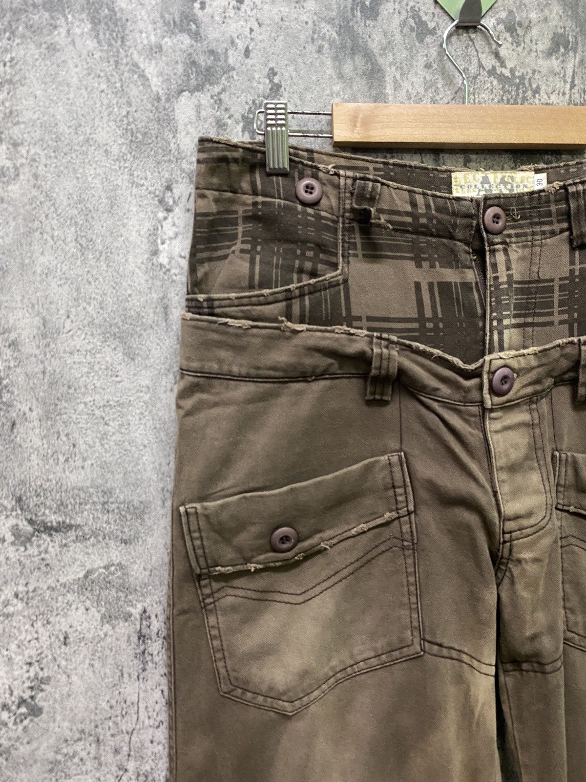 Japanese Brand AS COLLECTION Double Waist Faded Brown Bush Pants Size US 32 / EU 48 - 4 Thumbnail